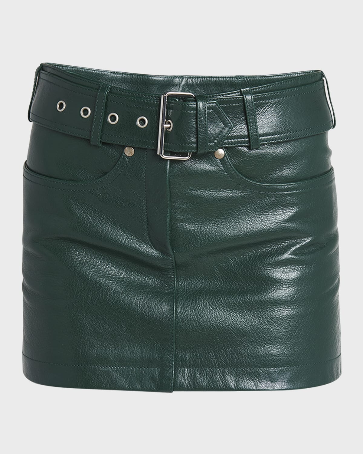 Belted Grain Lux Goat Leather Mini Skirt - 1