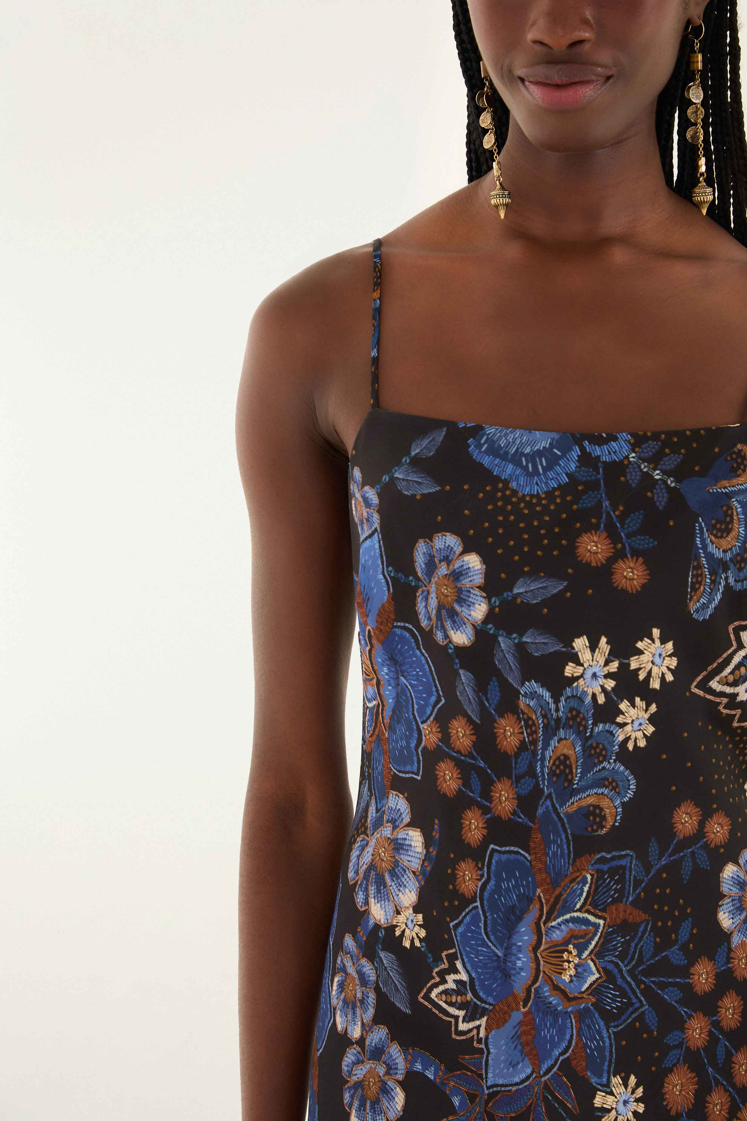 Black Snakes Bouquet Lenzing� Ecovero� Slip Maxi Dress - 3