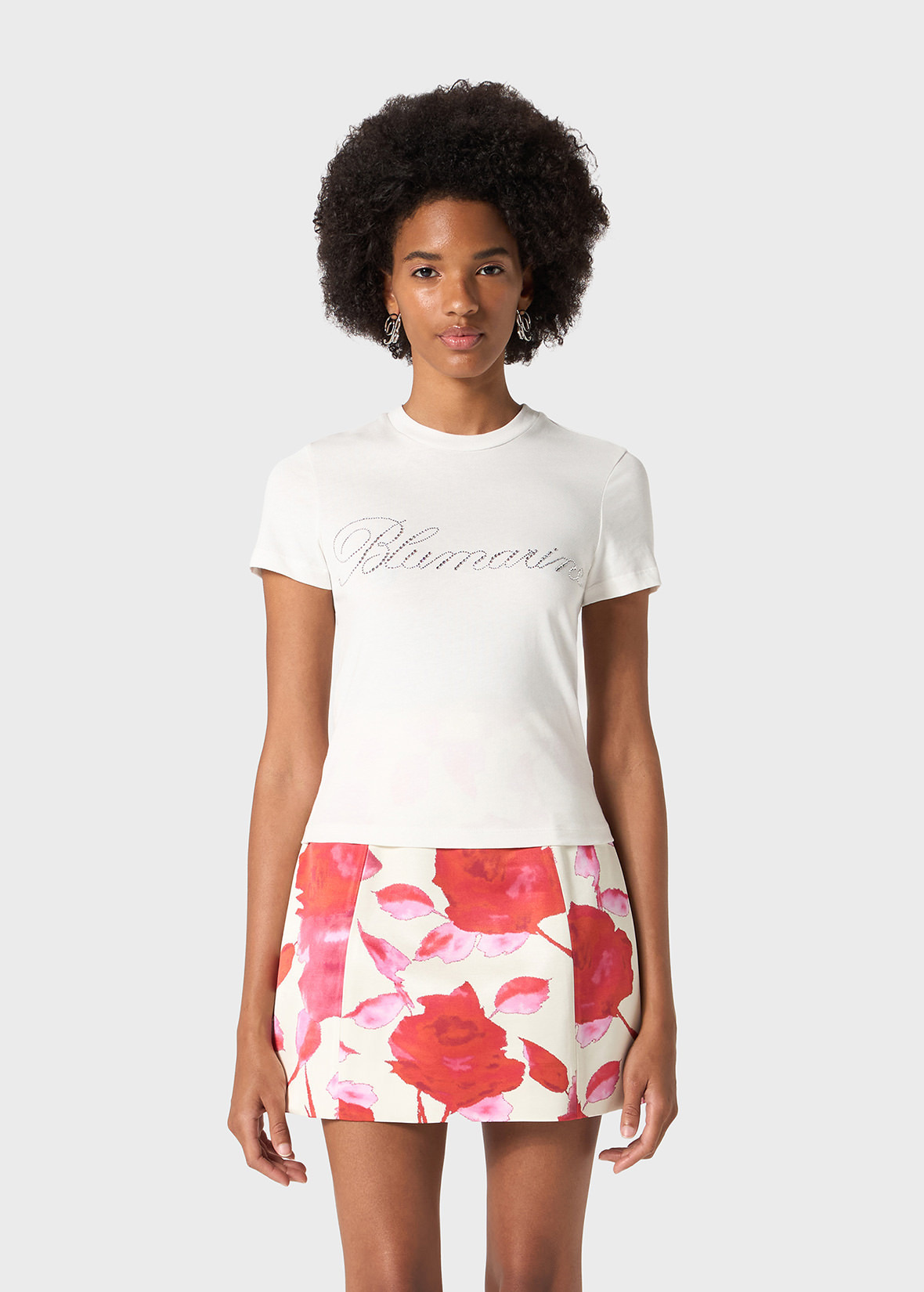 T-SHIRT WITH BLUMARINE RHINESTONE EMBROIDERY - 3