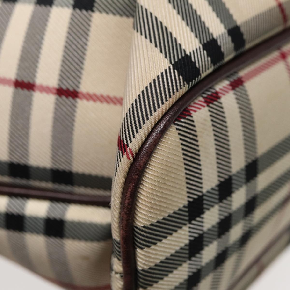 Burberry Nova Check Hand Bag Canvas Beige Silver - 16