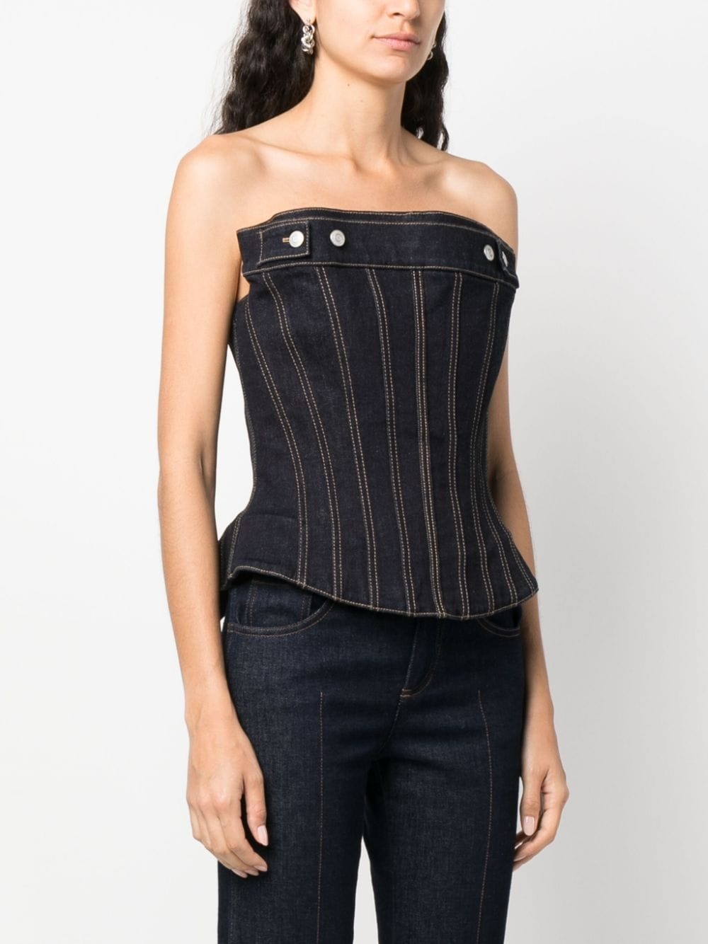 denim bustier top - 3