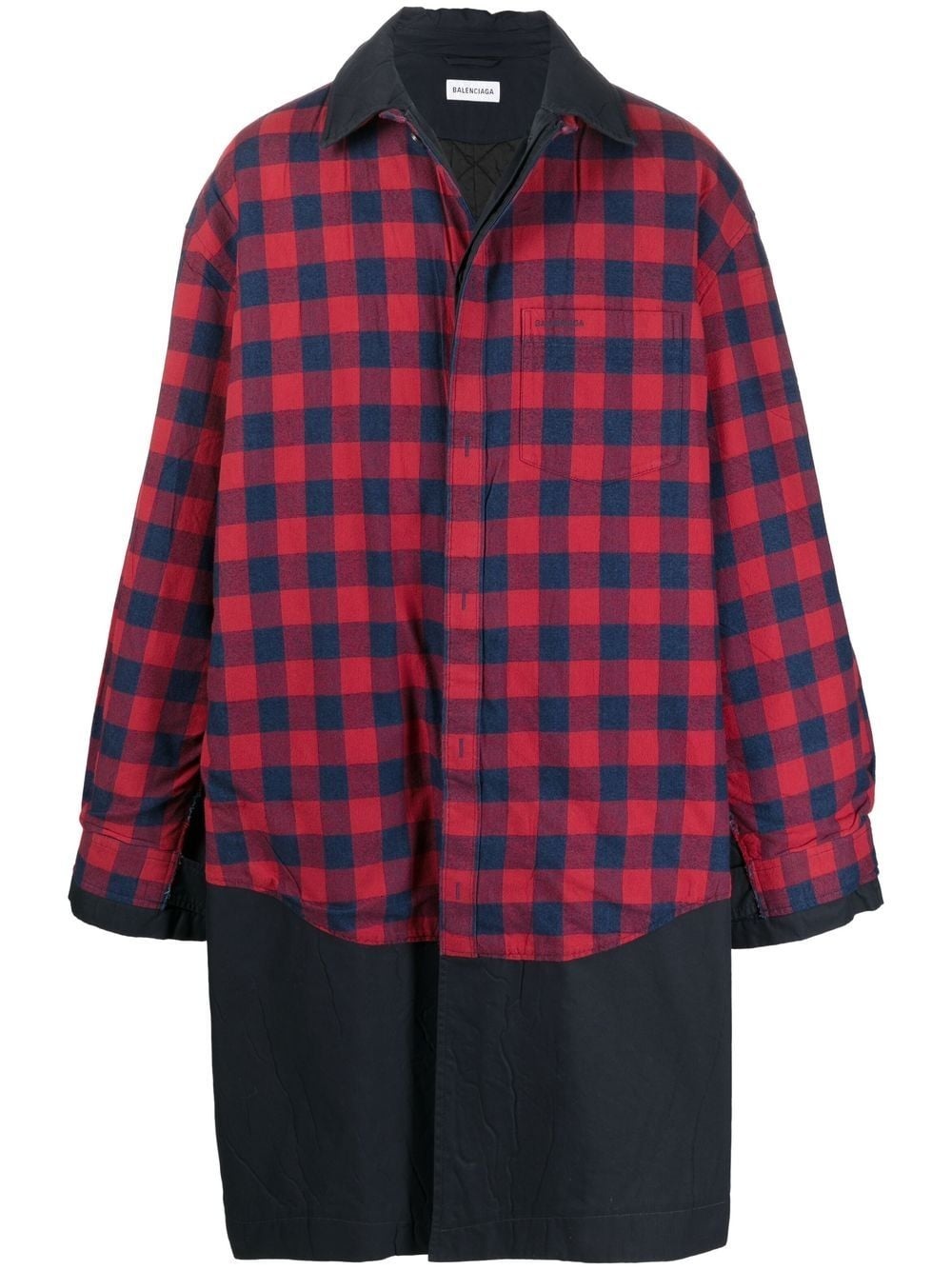 Patched check-print carcoat - 1