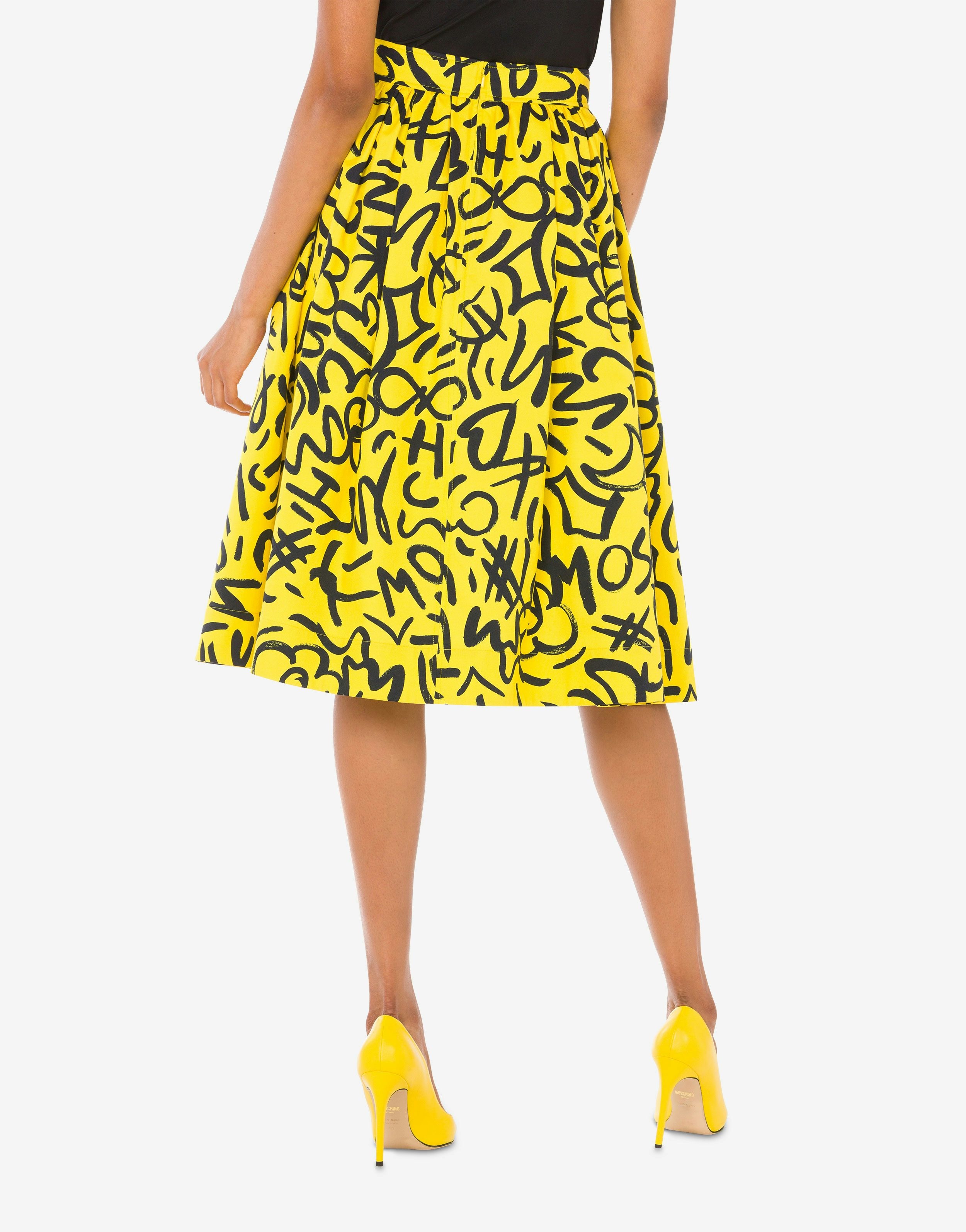 SCRIBBLE PRINT POPLIN SKIRT - 3