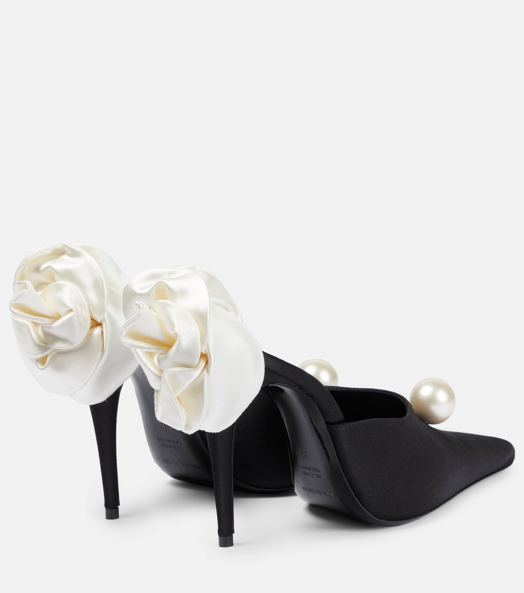 Appliqué embellished satin mules - 2