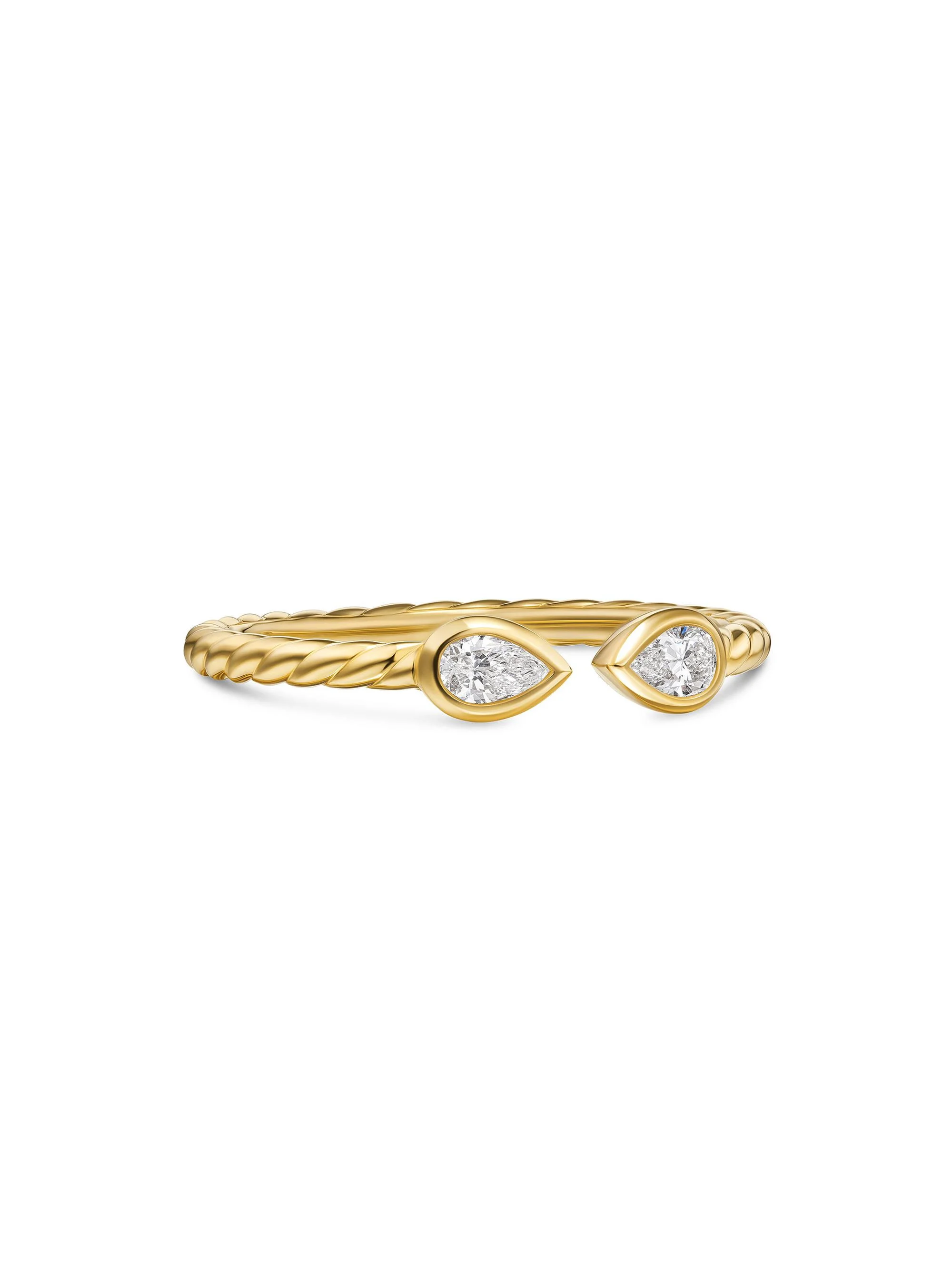Women's Petite Modern Renaissance Open Pear Ring in 18K Yellow Gold - Diamond - 1