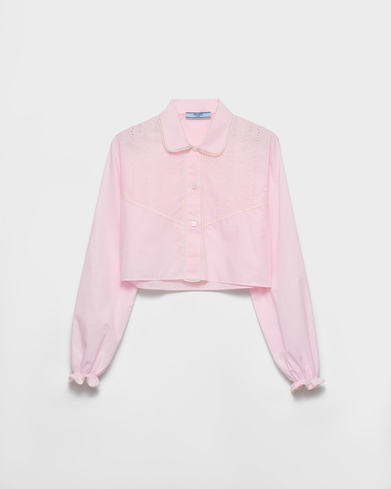 Embroidered cropped batiste shirt 1