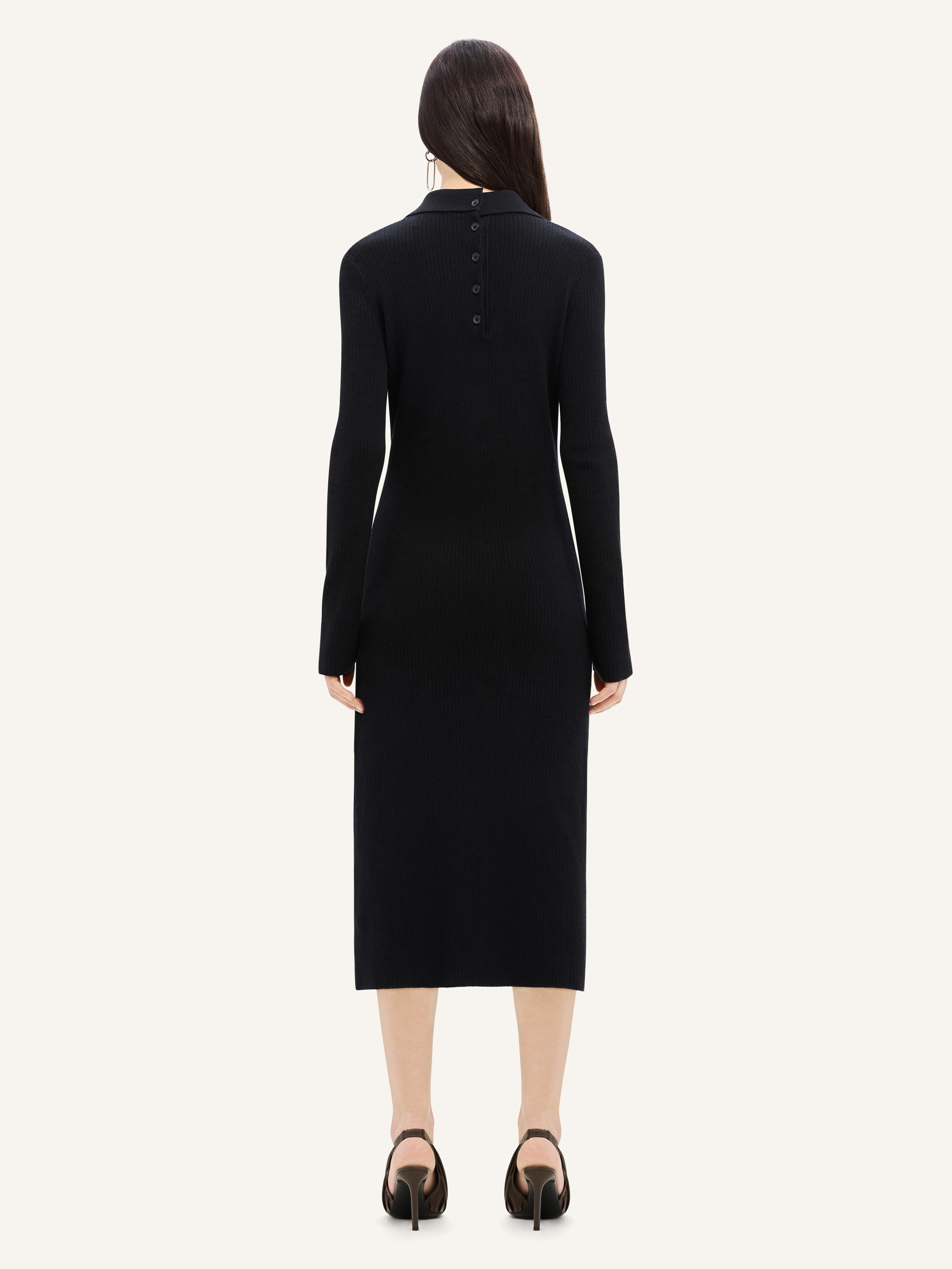MULTI-BUTTON MIDI WOOL DRESS - 4