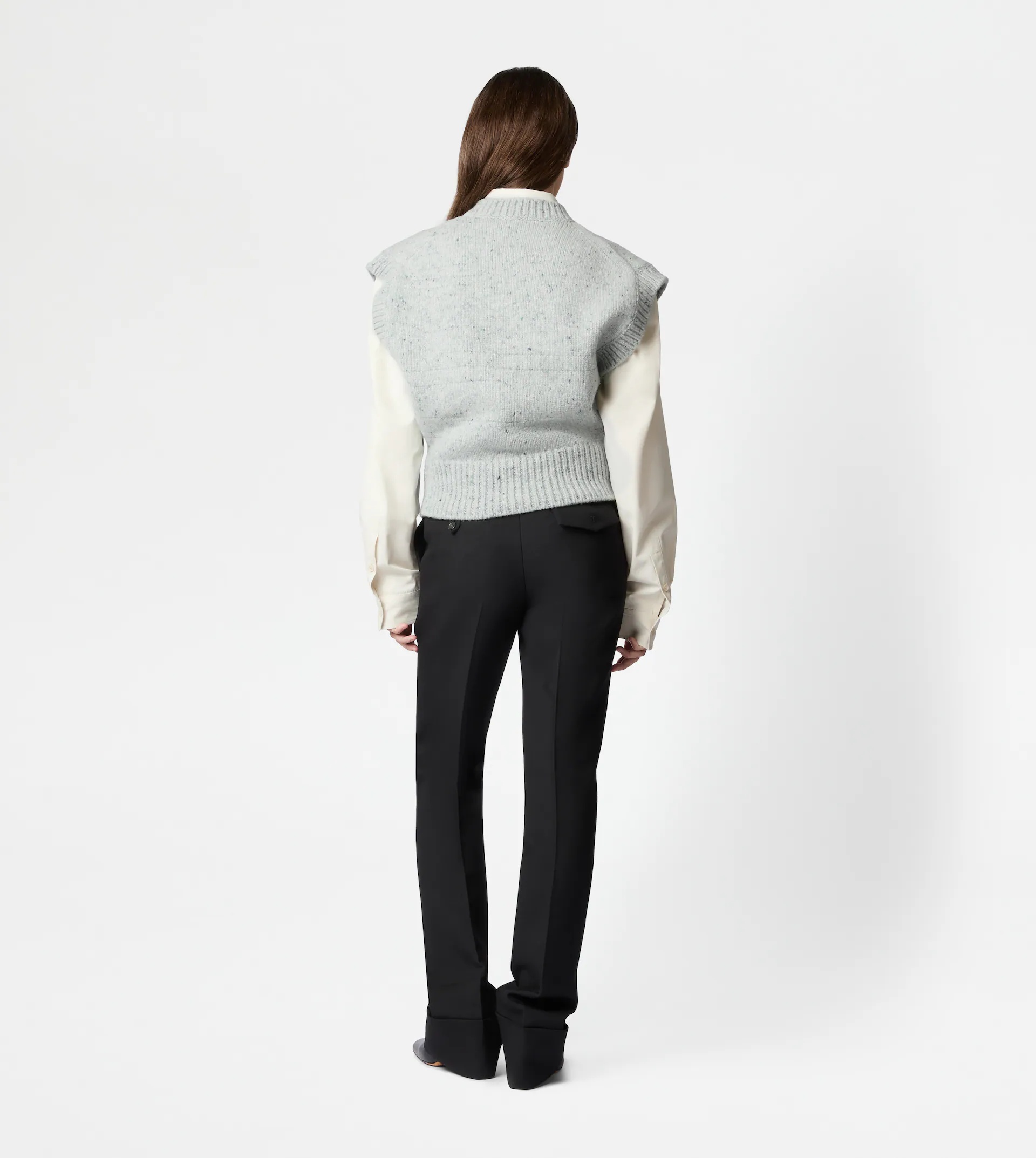 CASHMERE BLEND VEST - SILVER - 3