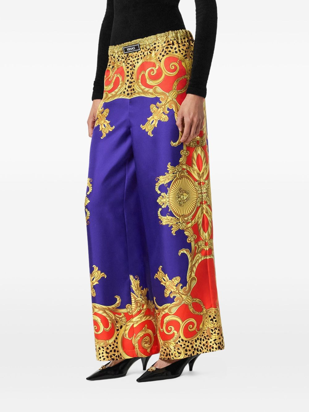 baroque-print elastic-waist trousers - 3