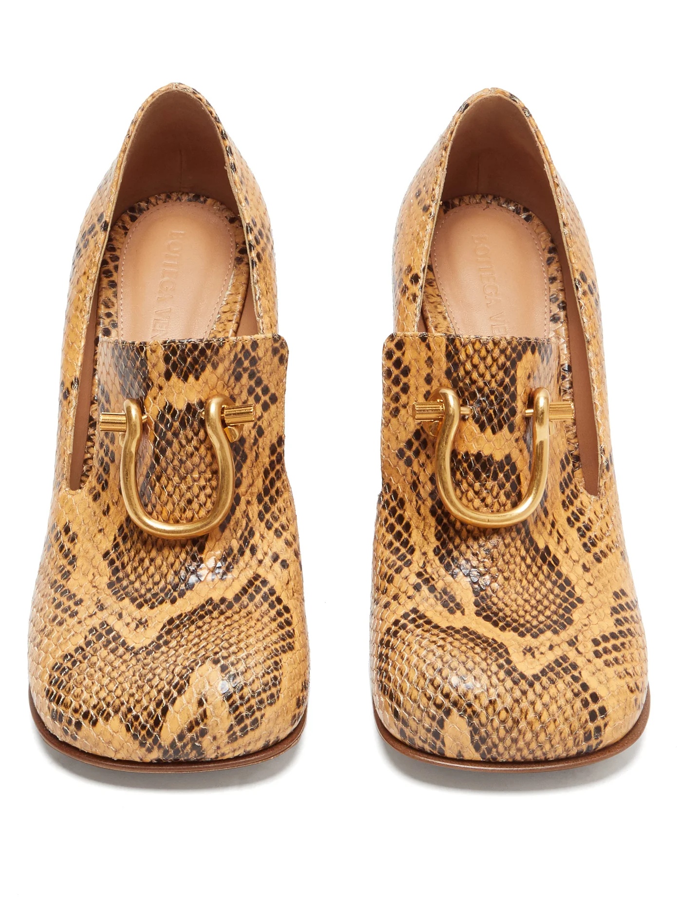 Buckled python-effect leather pumps - 5