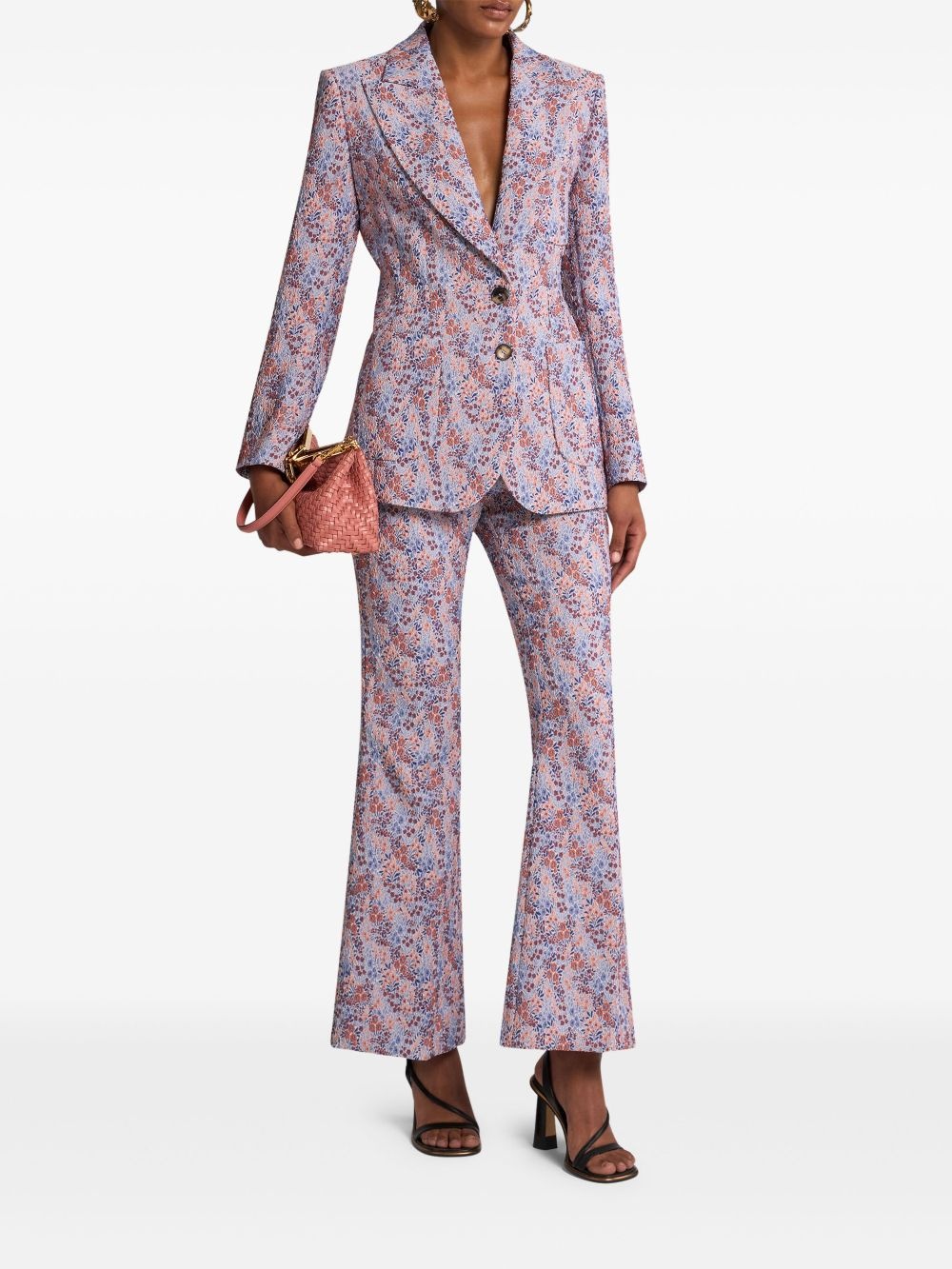 floral-jacquard trousers - 2