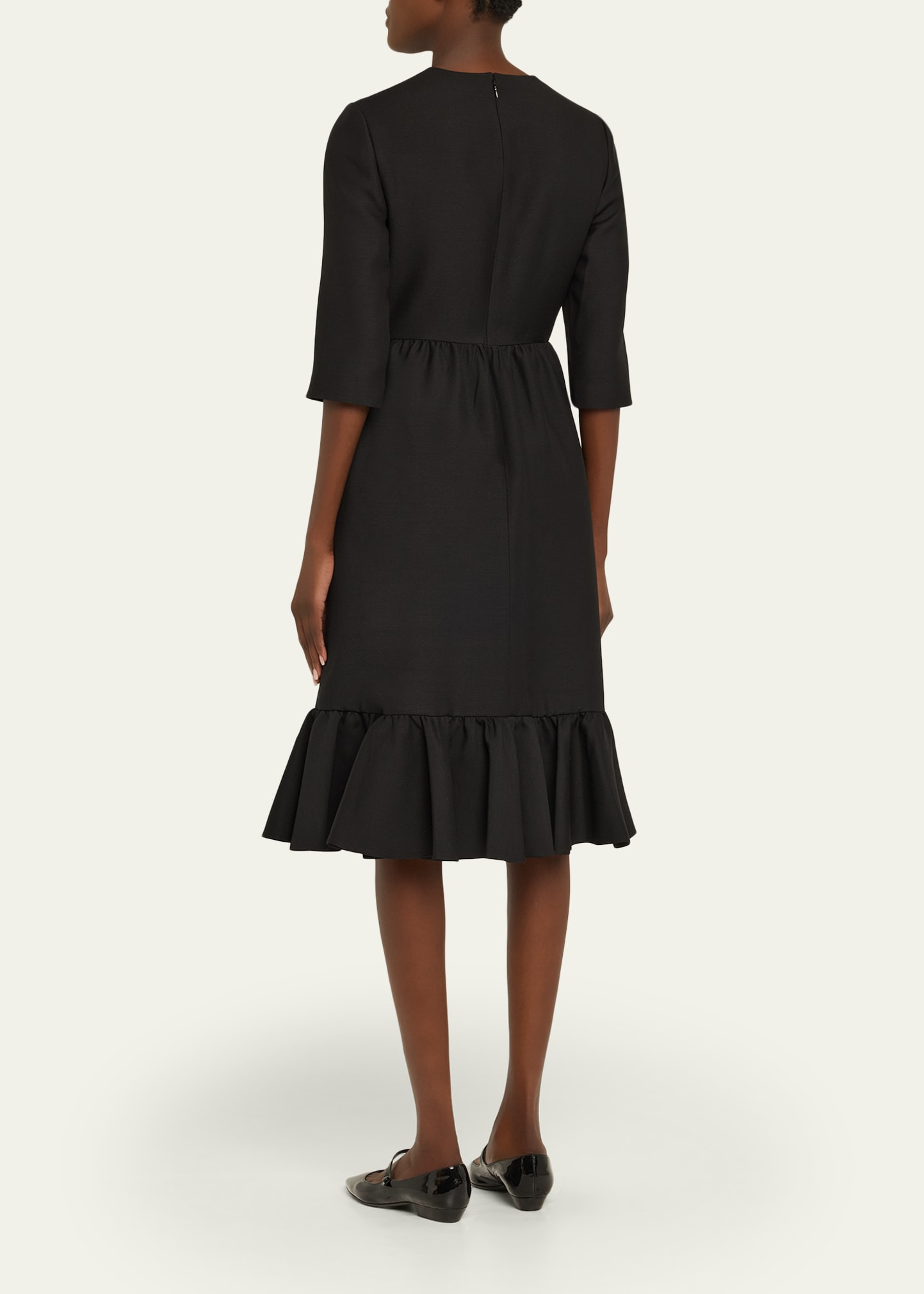 Strass Heart Flounce Crepe Couture Dress - 3