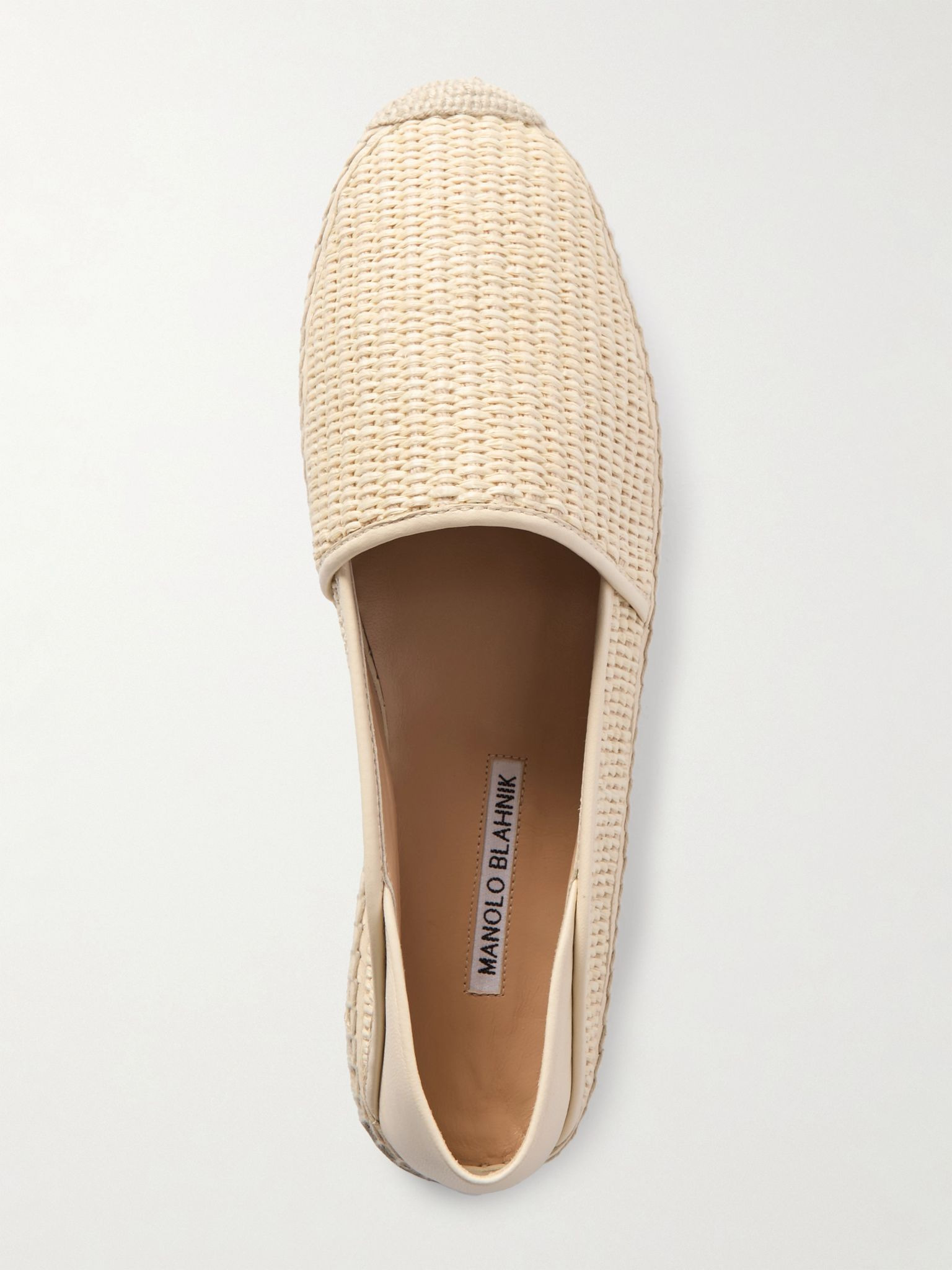 Espadra collapsible-heel leather-trimmed raffia espadrilles White - 5
