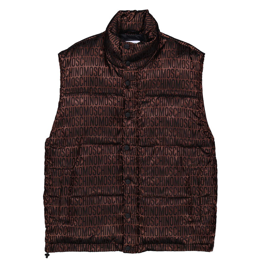 Moschino Men's Fantasy Print Brown Logo-Jacquard Gilet - 5
