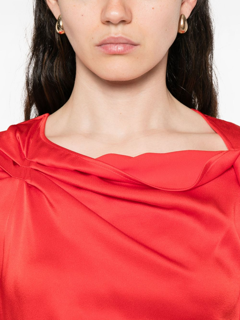 draped-shoulder midi dress - 5