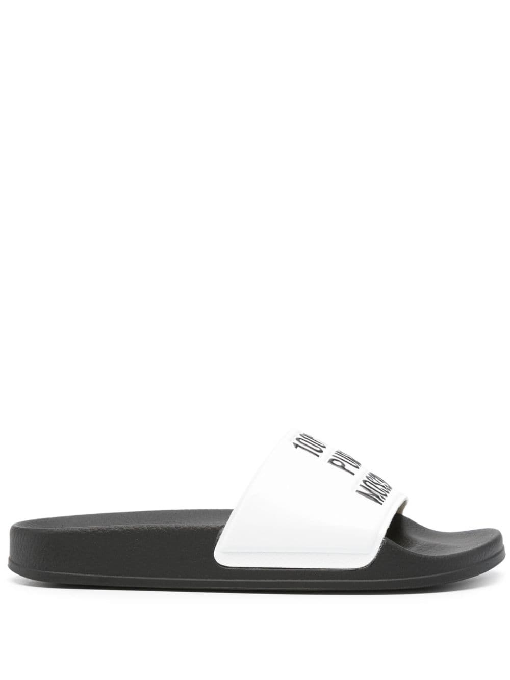 logo-embossed faux-leather slides - 1