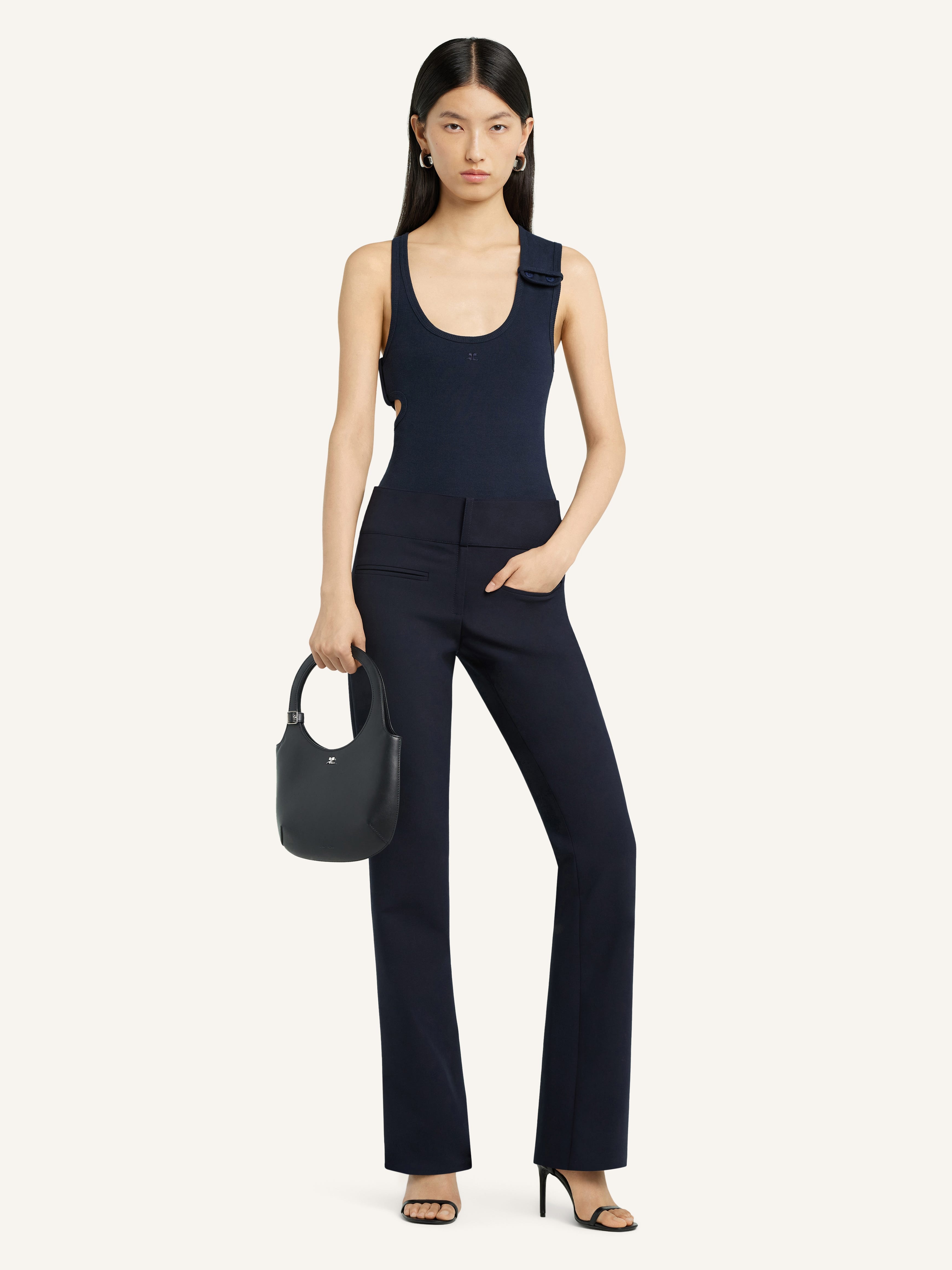 BELTED  BOOTCUT PANTS - 2