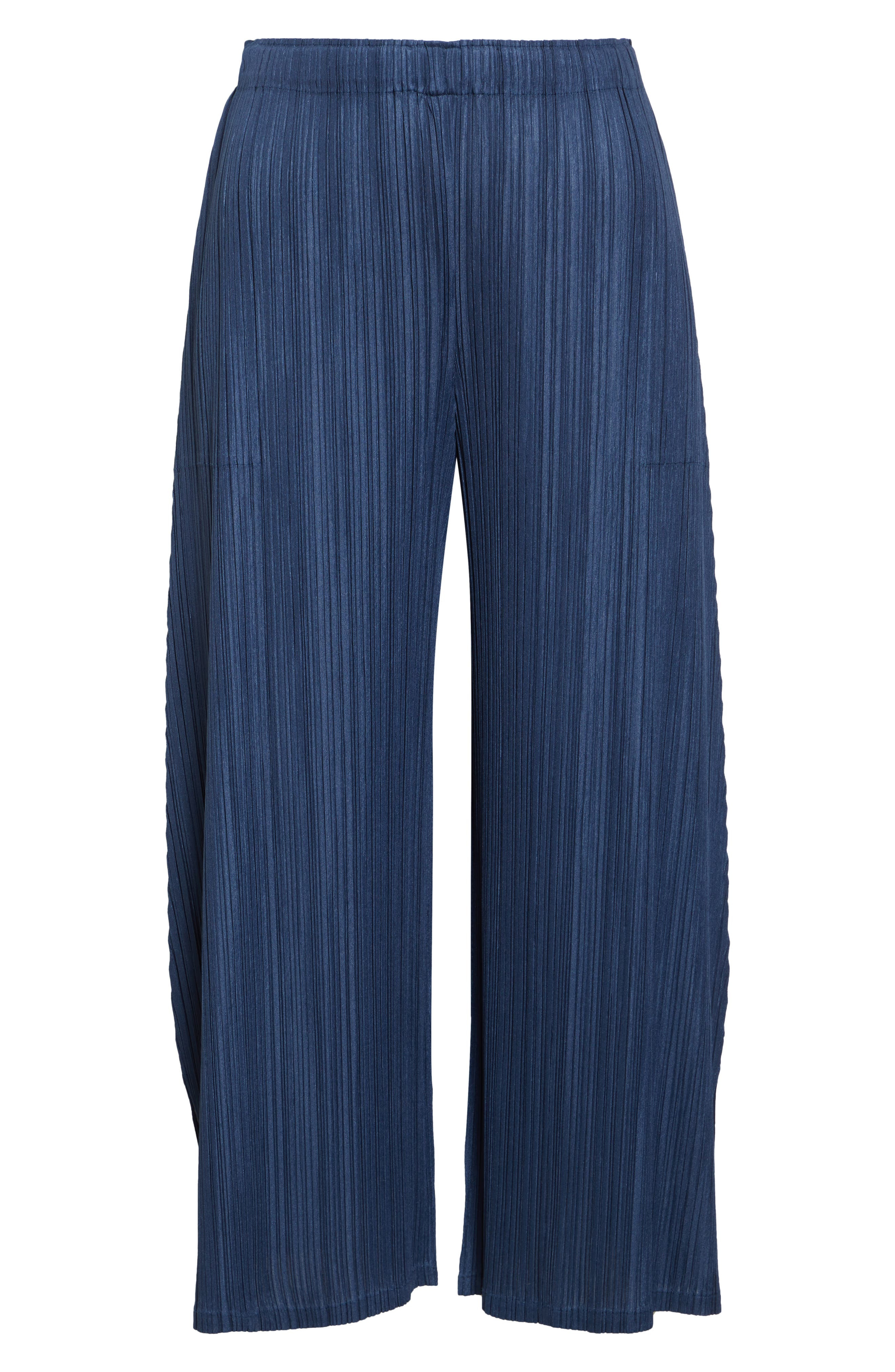 Pleats Please Issey Miyake Mellow Pleated Crop Pants in Navy at Nordstrom - 6