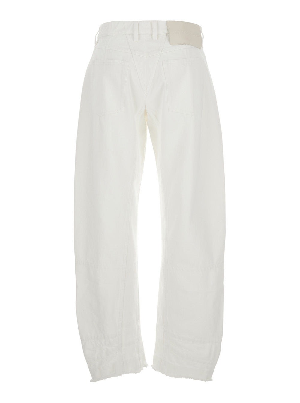 Jil Sander Women White Jeans With Logo Patch On The Rear And Fringed Hem In Denim Woman - 2