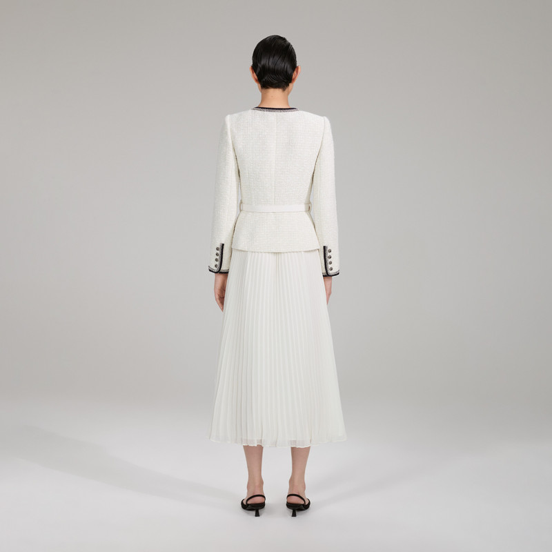 Metallic Bouclé And Chiffon Midi Dress 4