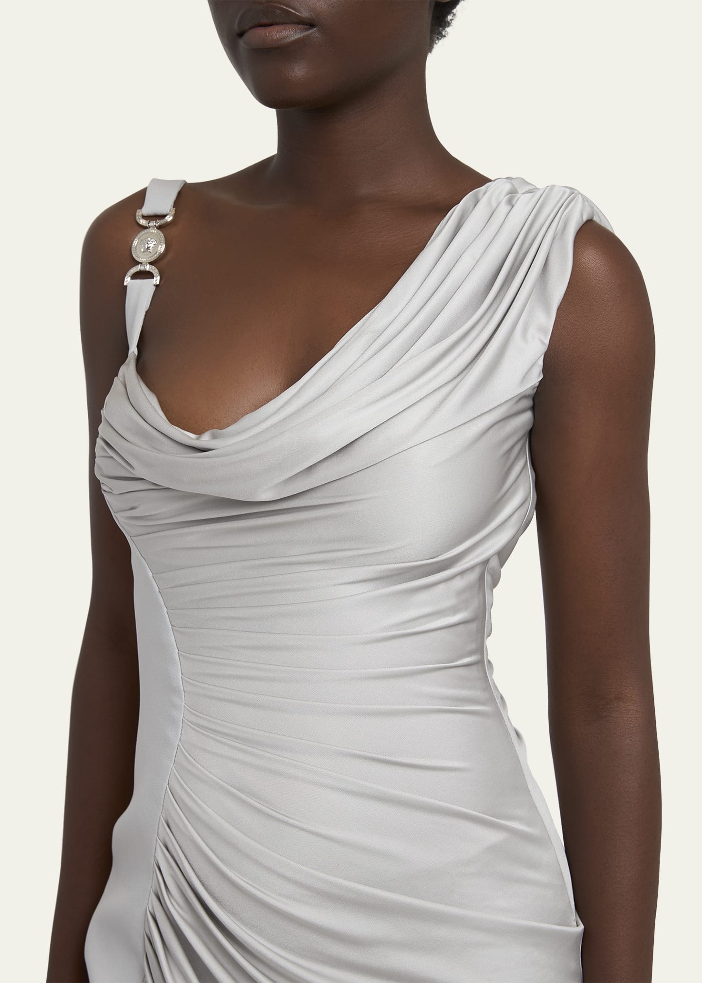 Draped Liquid Jersey Mini Cocktail Dress - 5