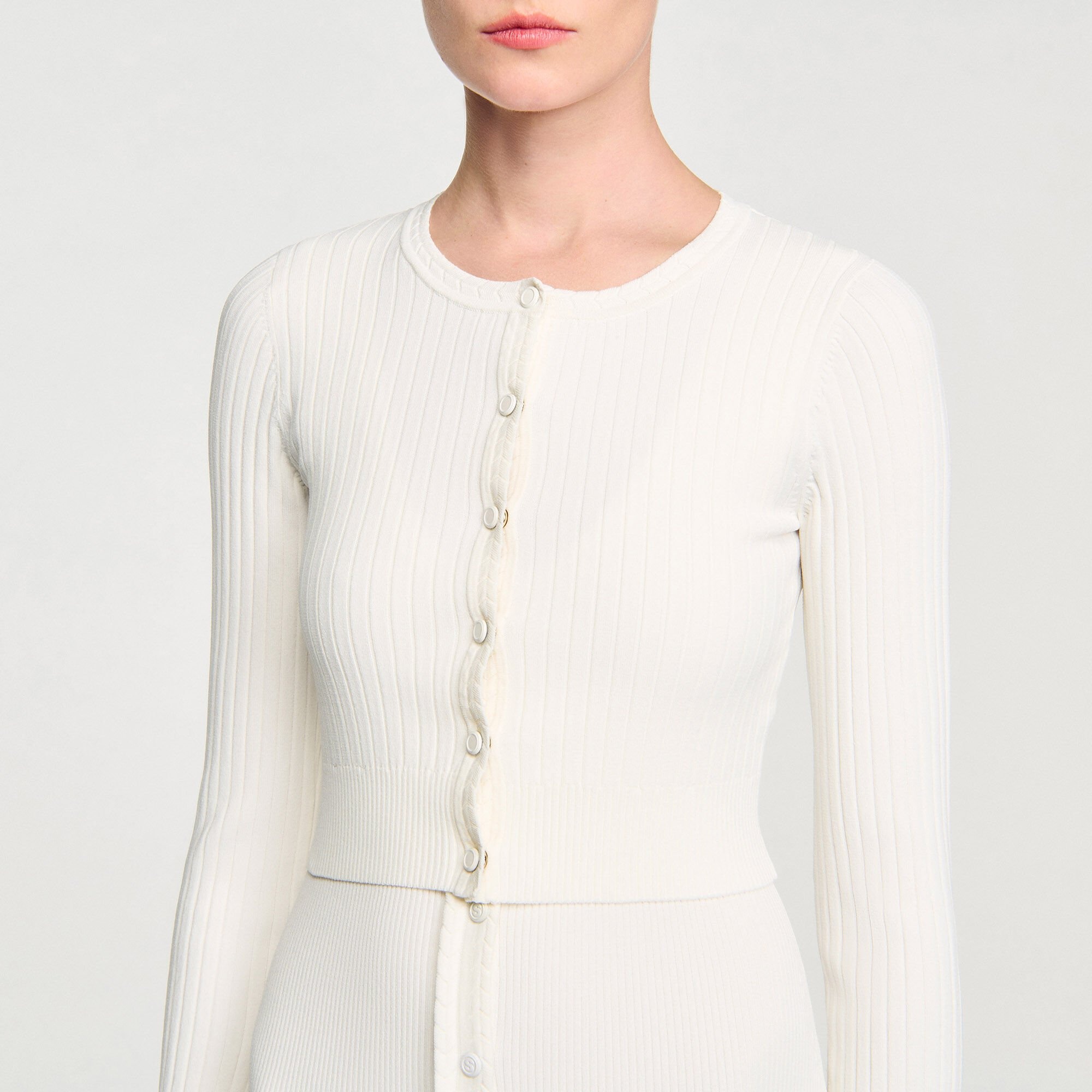 CROPPED RIB KNIT CARDIGAN - 3