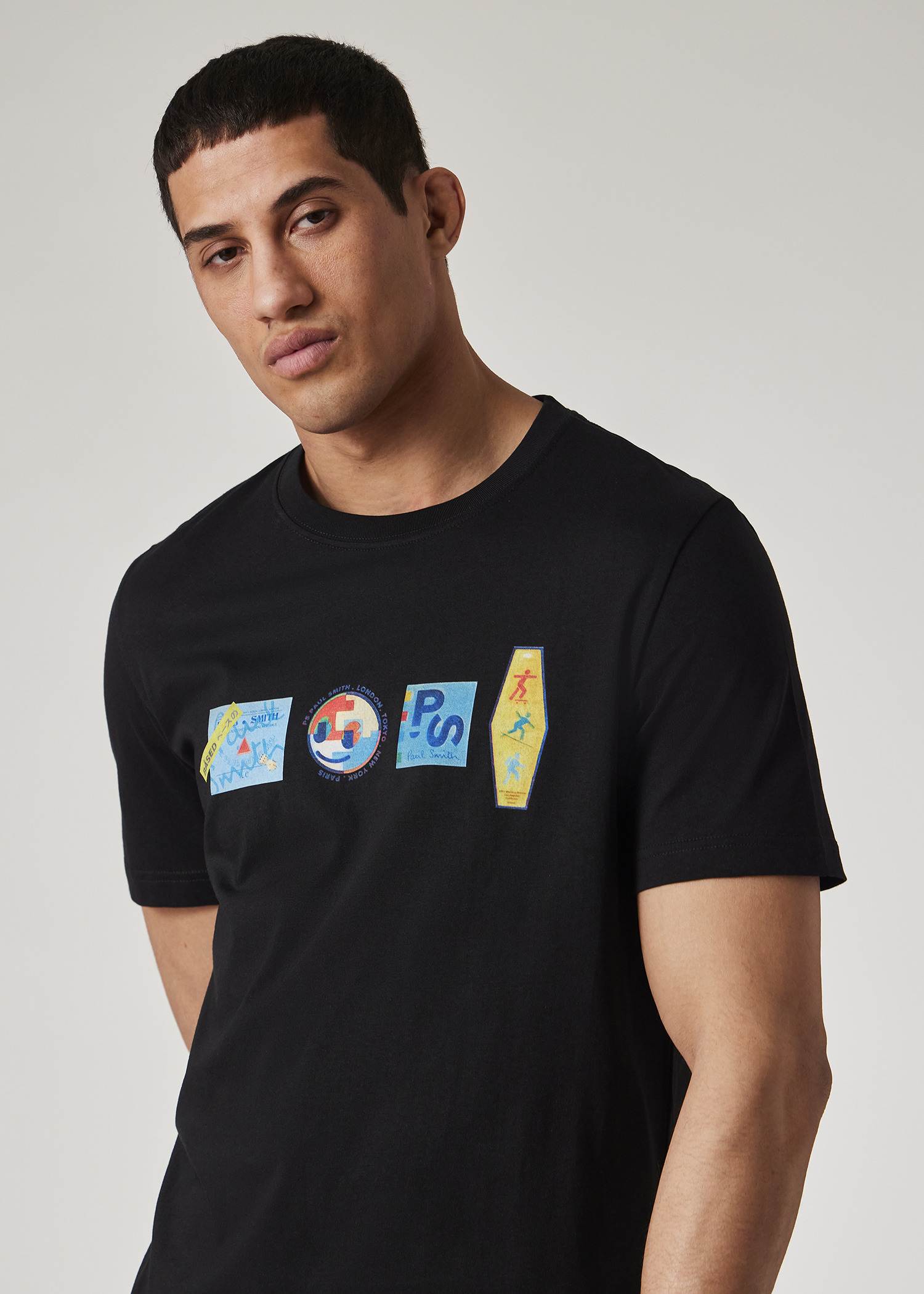 Black 'Stickers' Print T-Shirt - 3