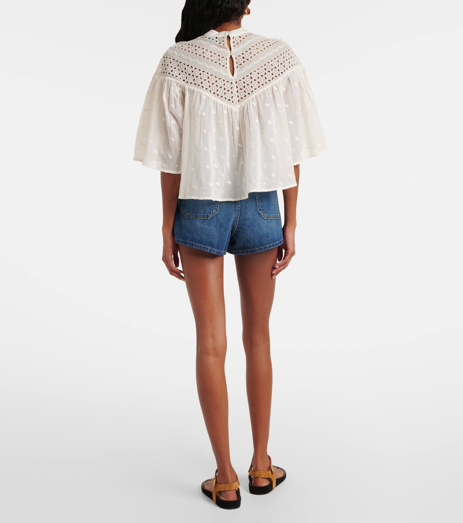 Mikki embroidered cotton voile top - 3
