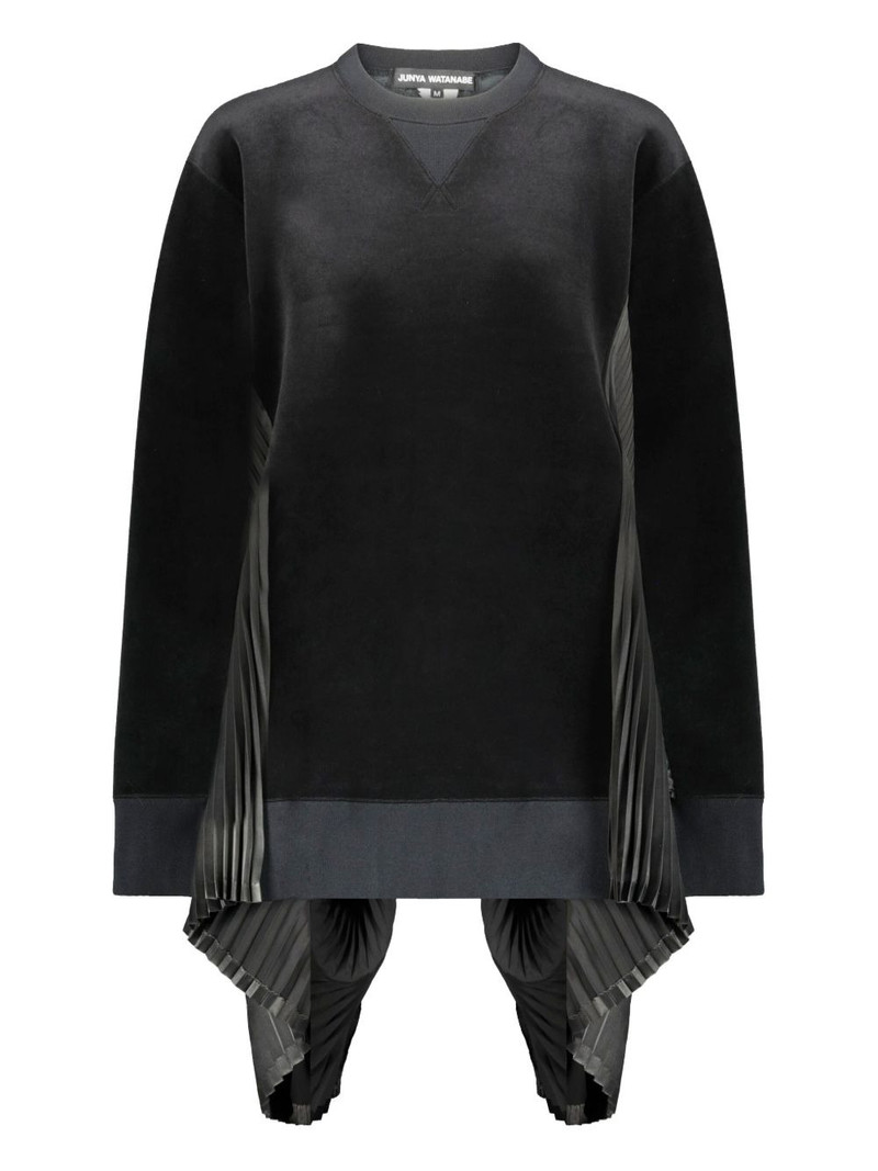 pleated velvet crewneck sweatshirt 1