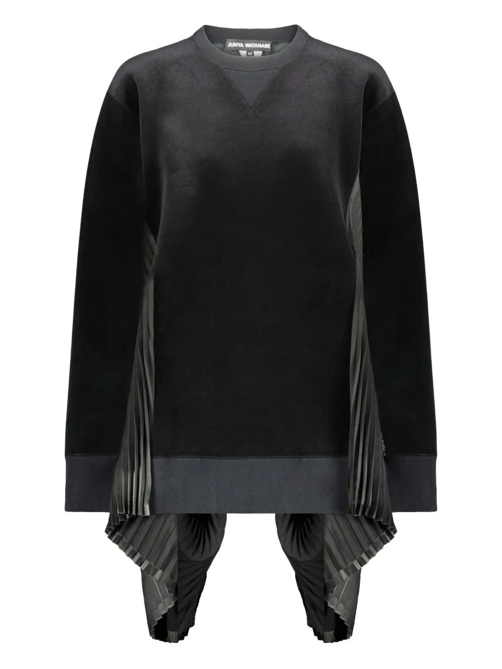 pleated velvet crewneck sweatshirt - 1