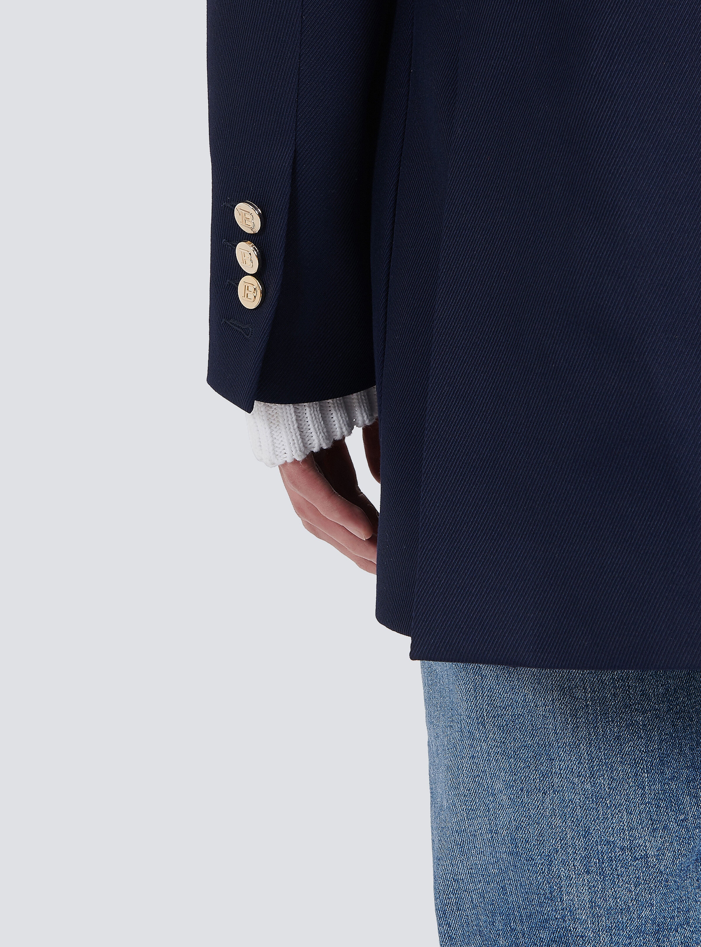 Twill blazer with double-breasted silver-tone buttoned fastening - 7
