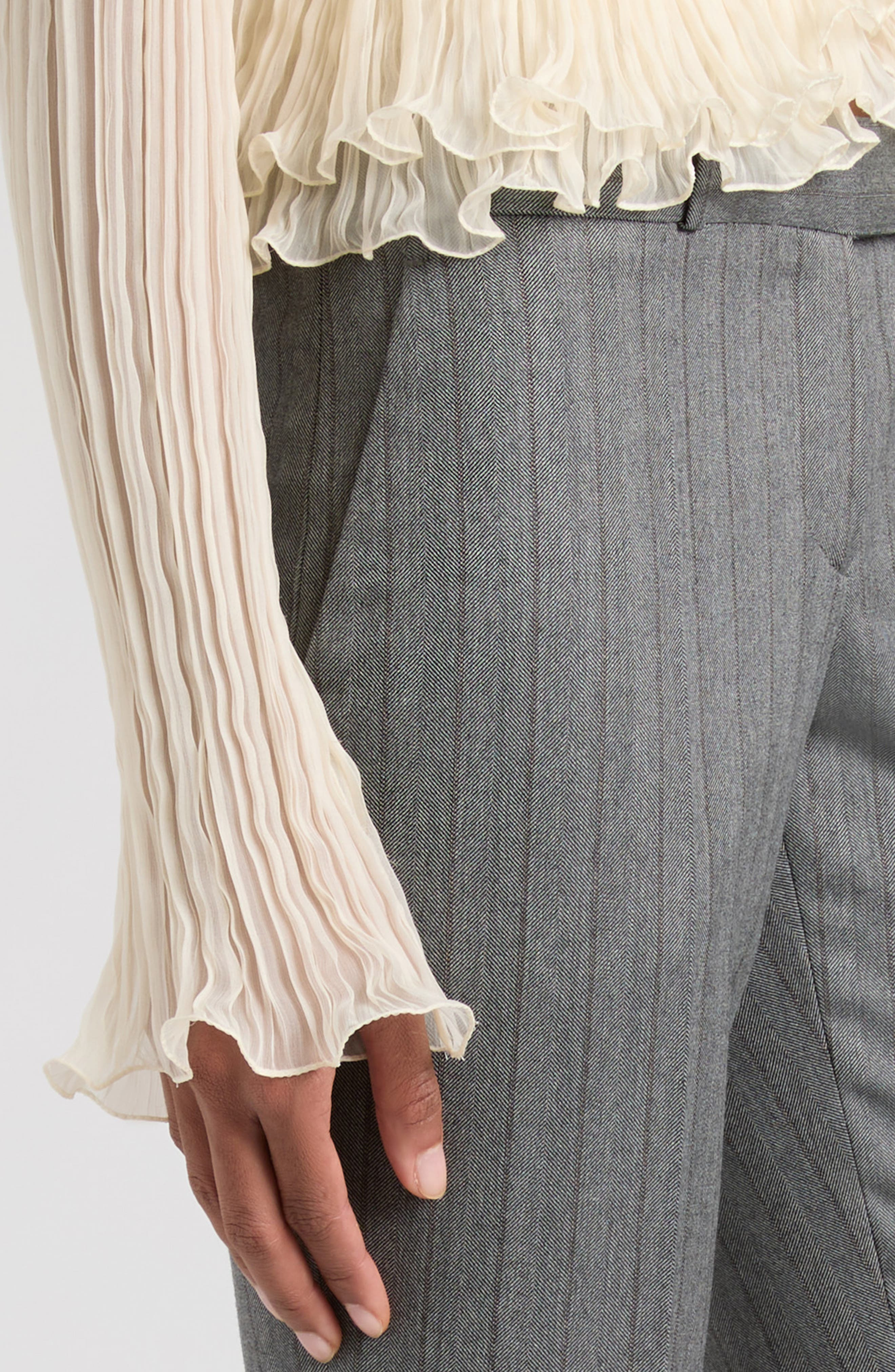 McQueen Herringbone Wool Pants in Grey at Nordstrom - 5