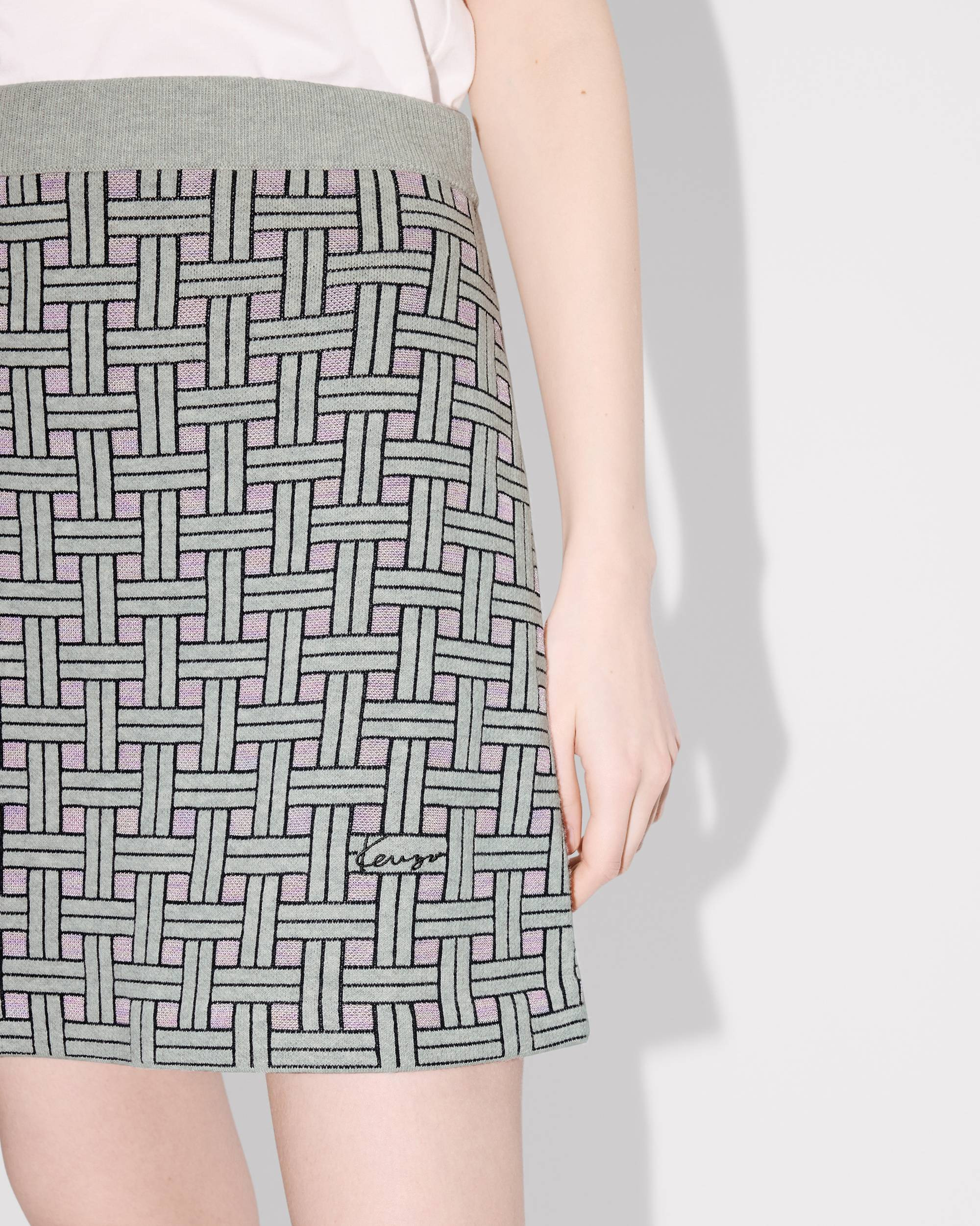 'KENZO Weave' mini skirt in mixed cotton wool - 8