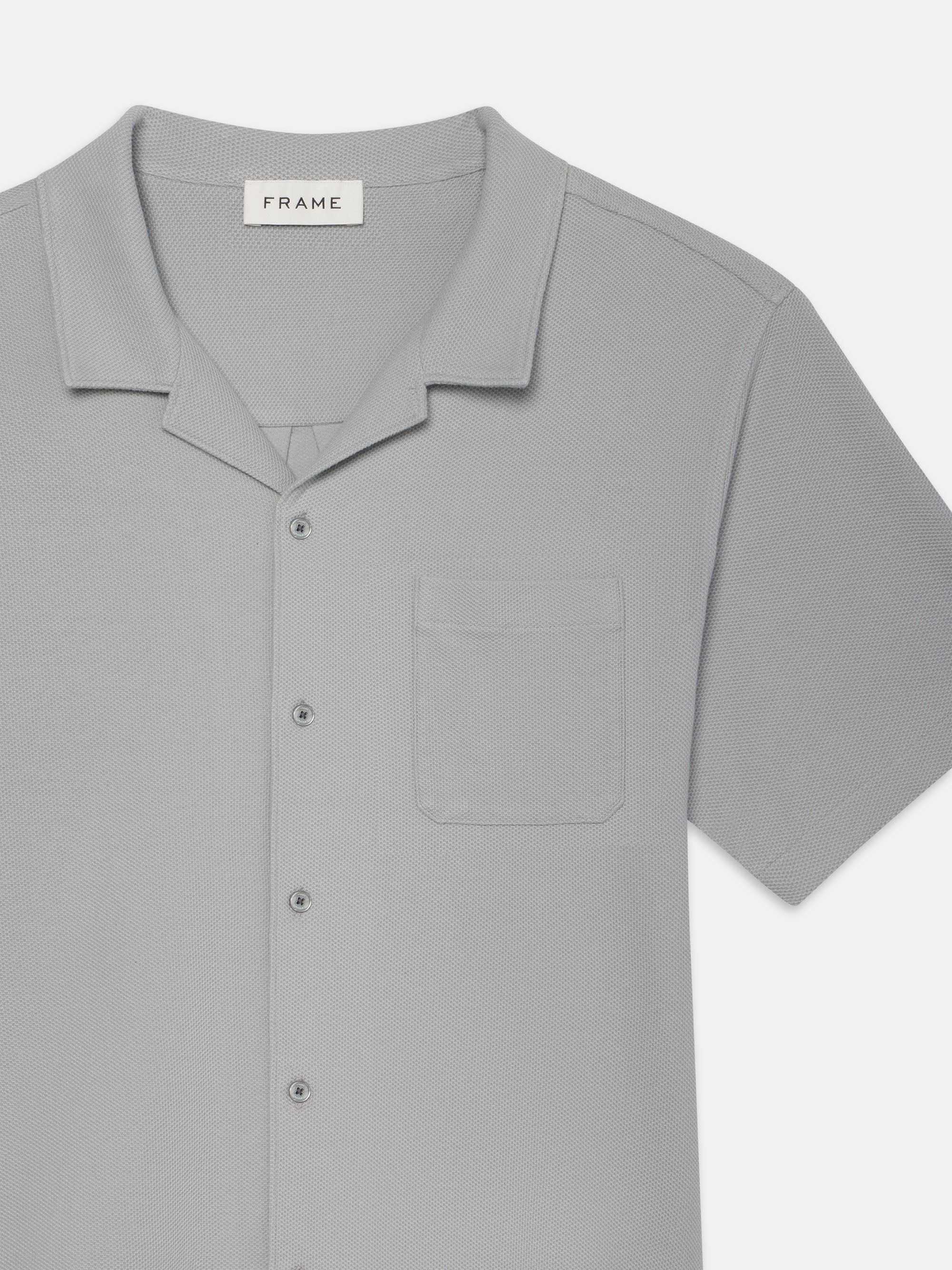 Jacquard Short Sleeve Relaxed Shirt in Grey Blue - 2