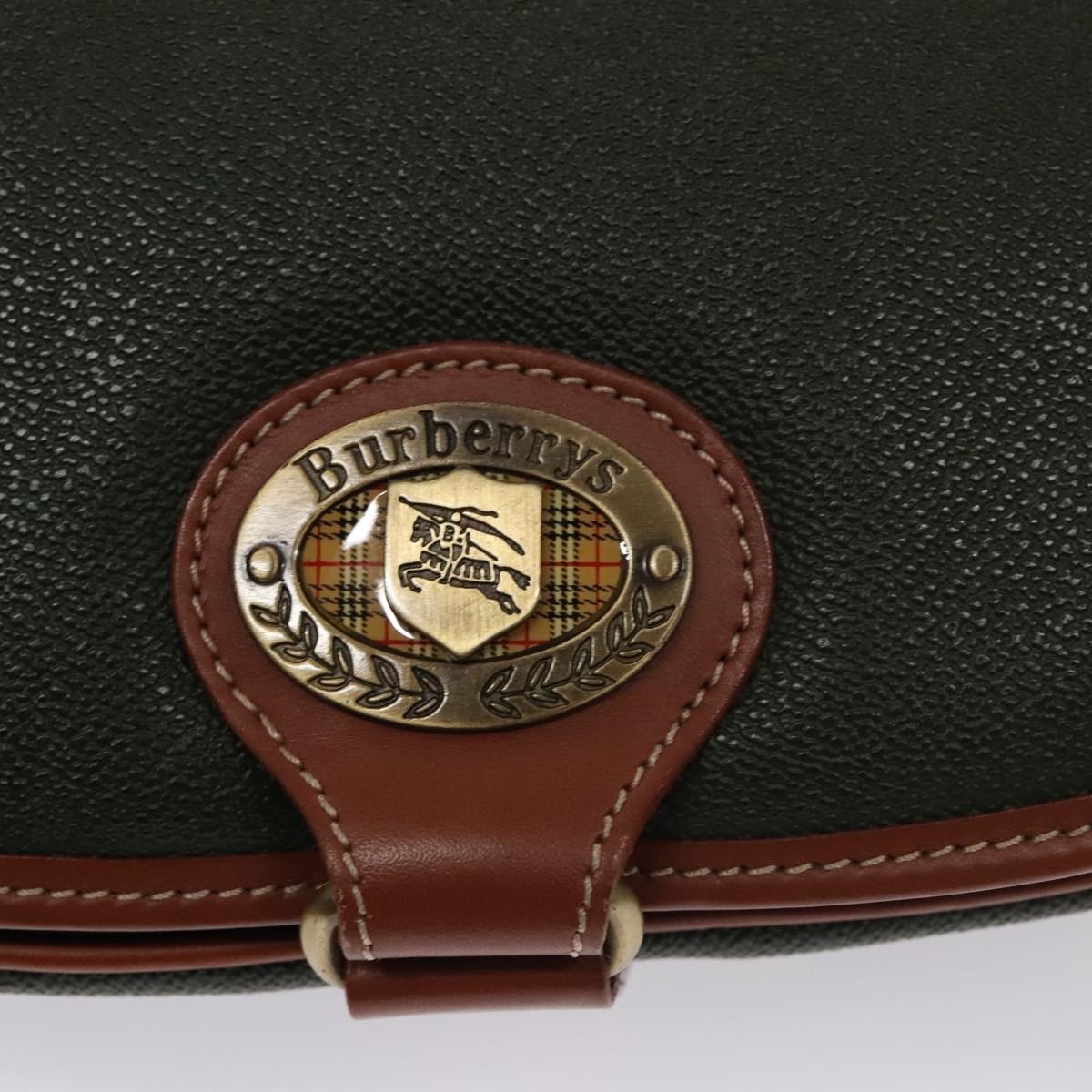 Burberry Shoulder Bag Pvc Leather Green Brown Gold - 14