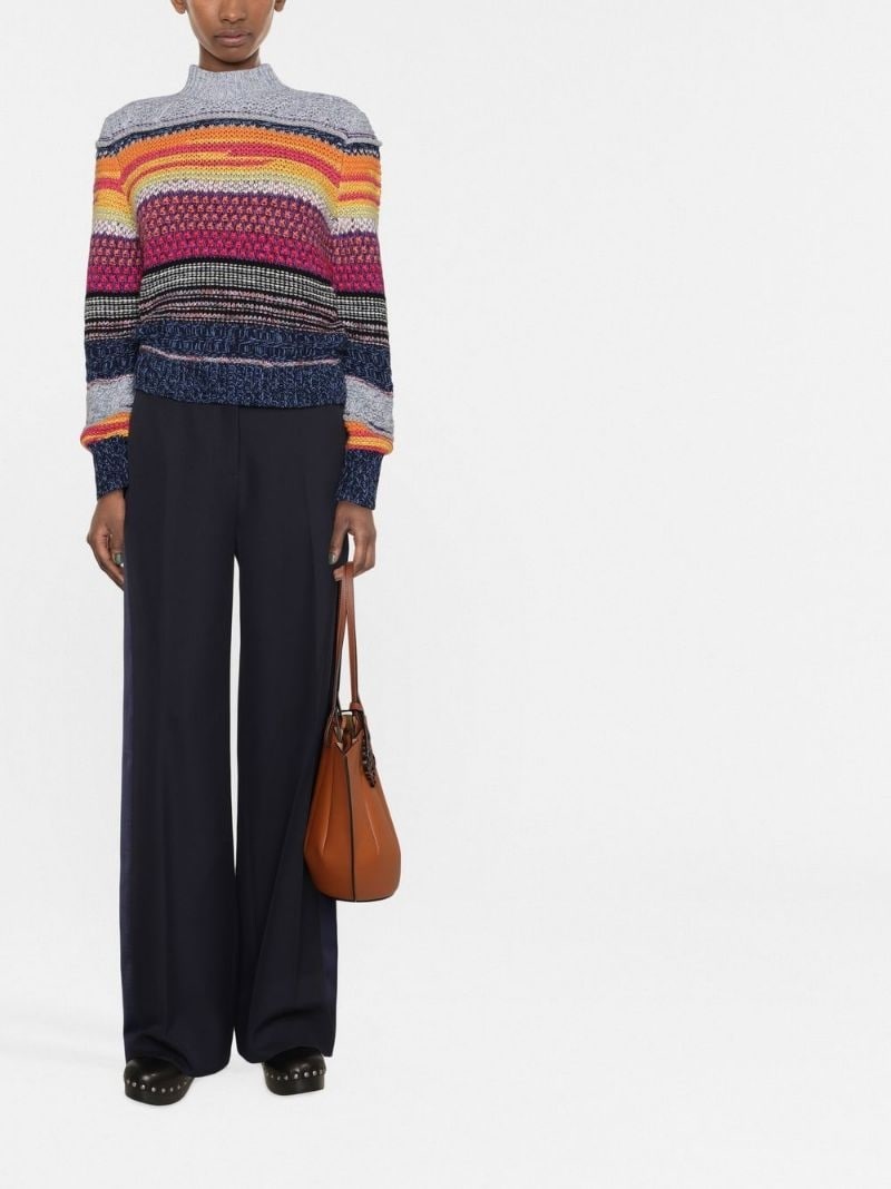 striped mock neck jumper - 3