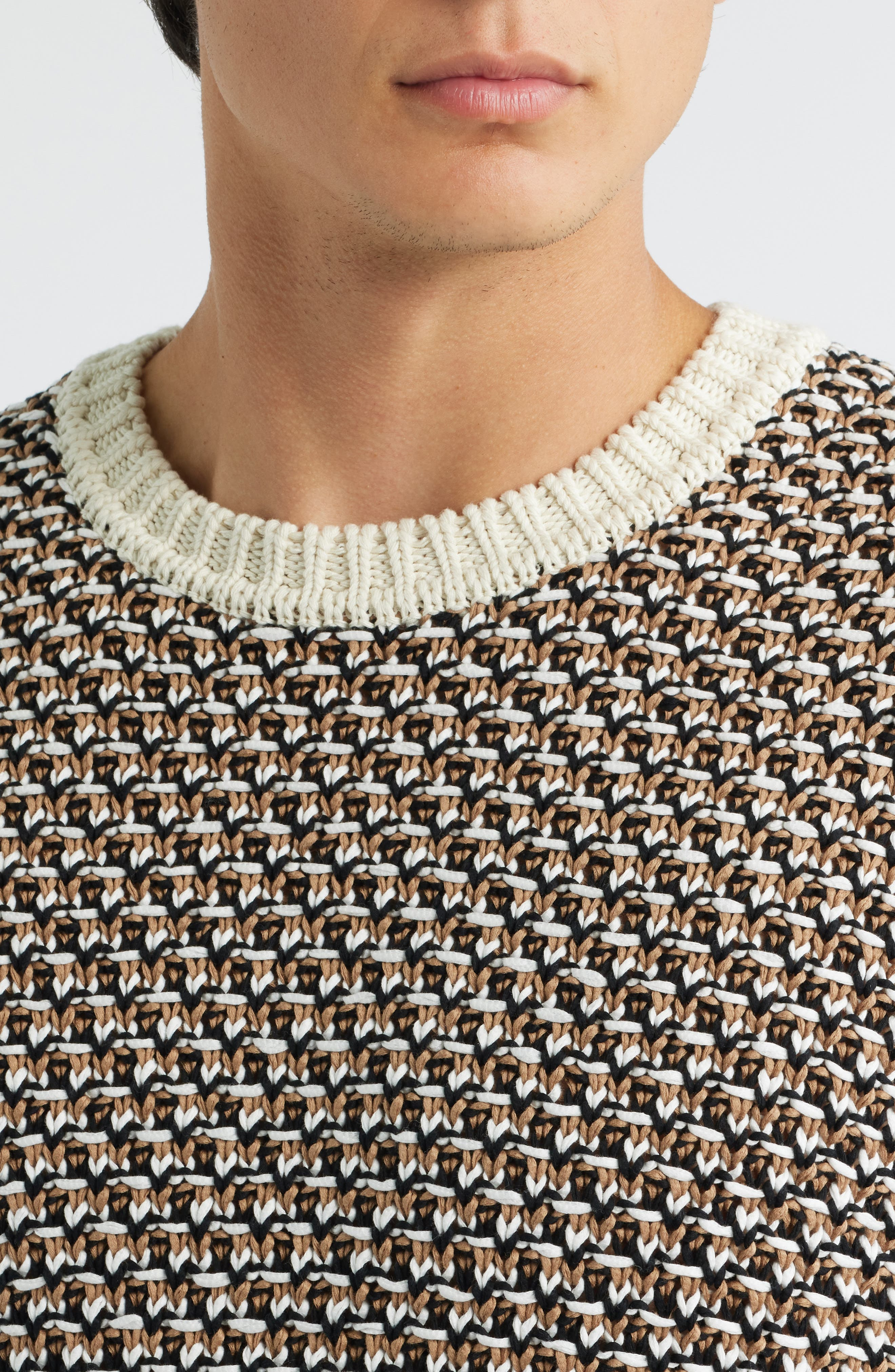 BOSS Imauro Cotton Sweater in Open White at Nordstrom - 4