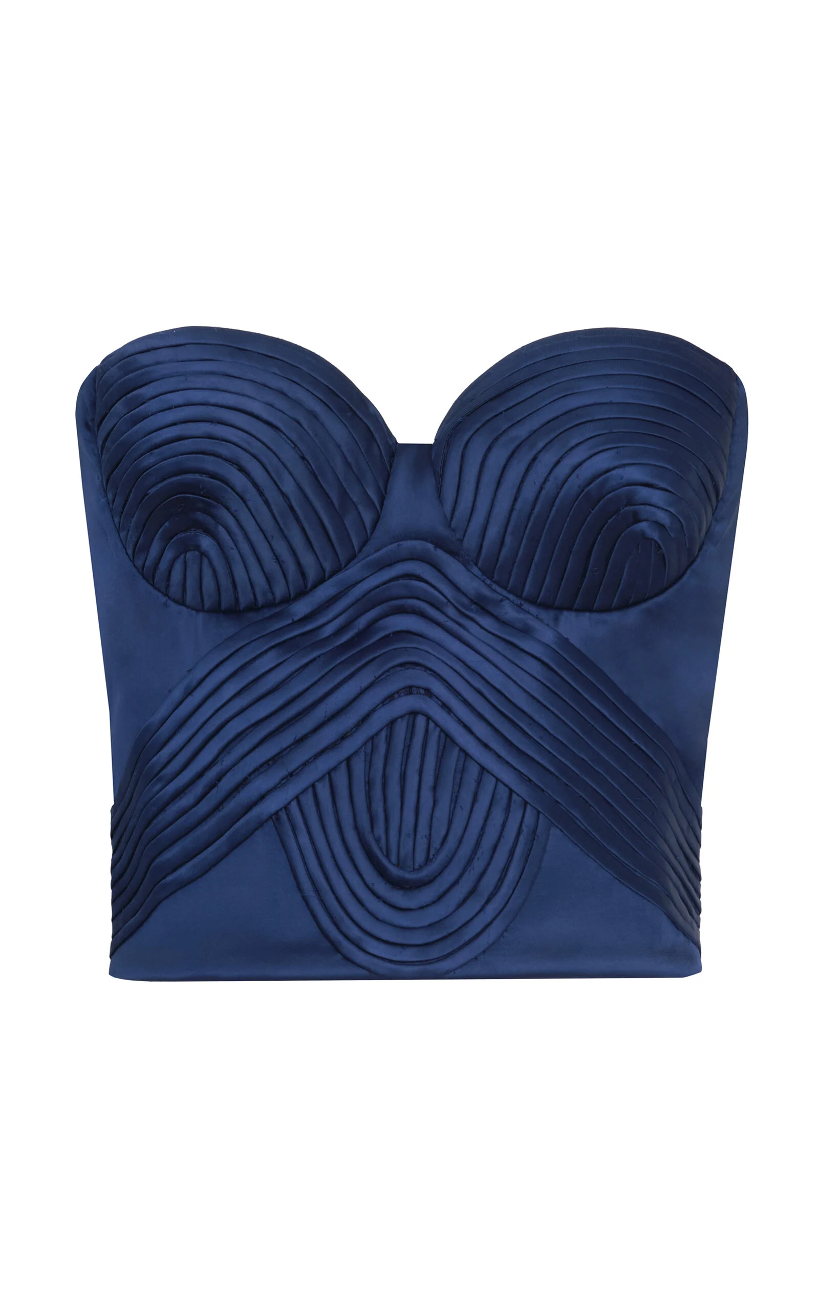 Hasta El Cielo Pleated Satin Corset Top navy - 1
