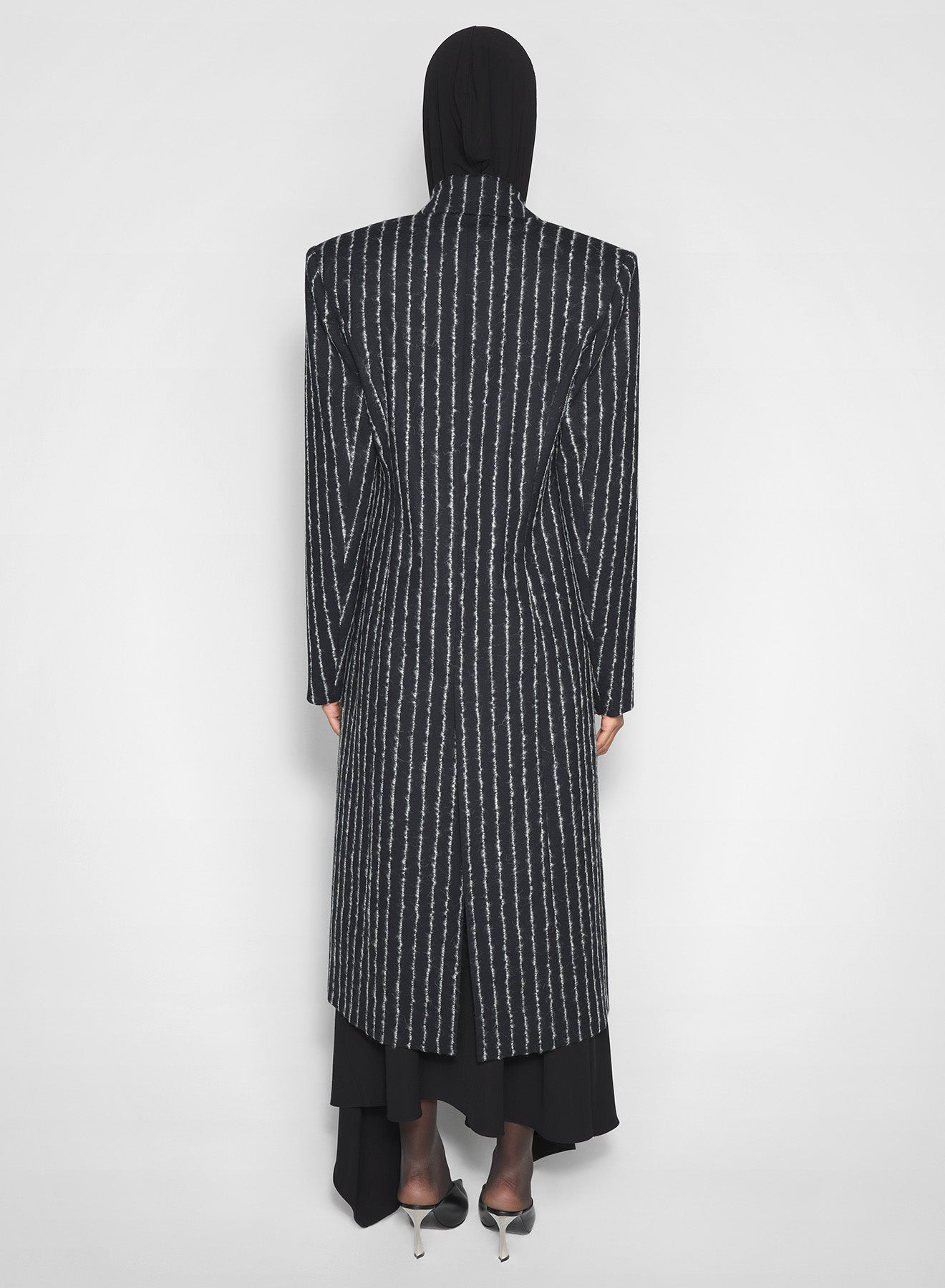 pinstripe pierced tailored coat - 2