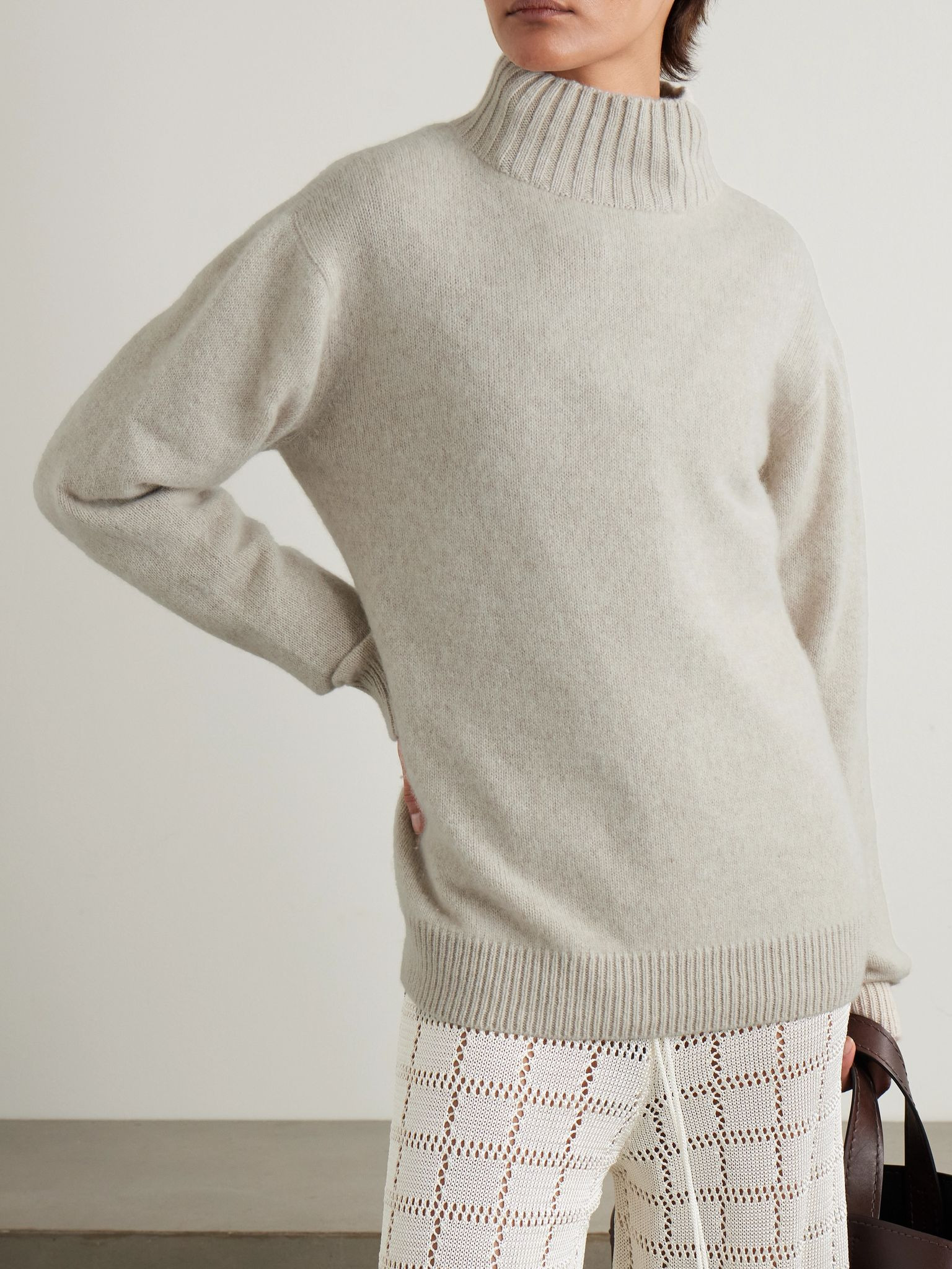 Cashmere turtleneck sweater Ecru - 3