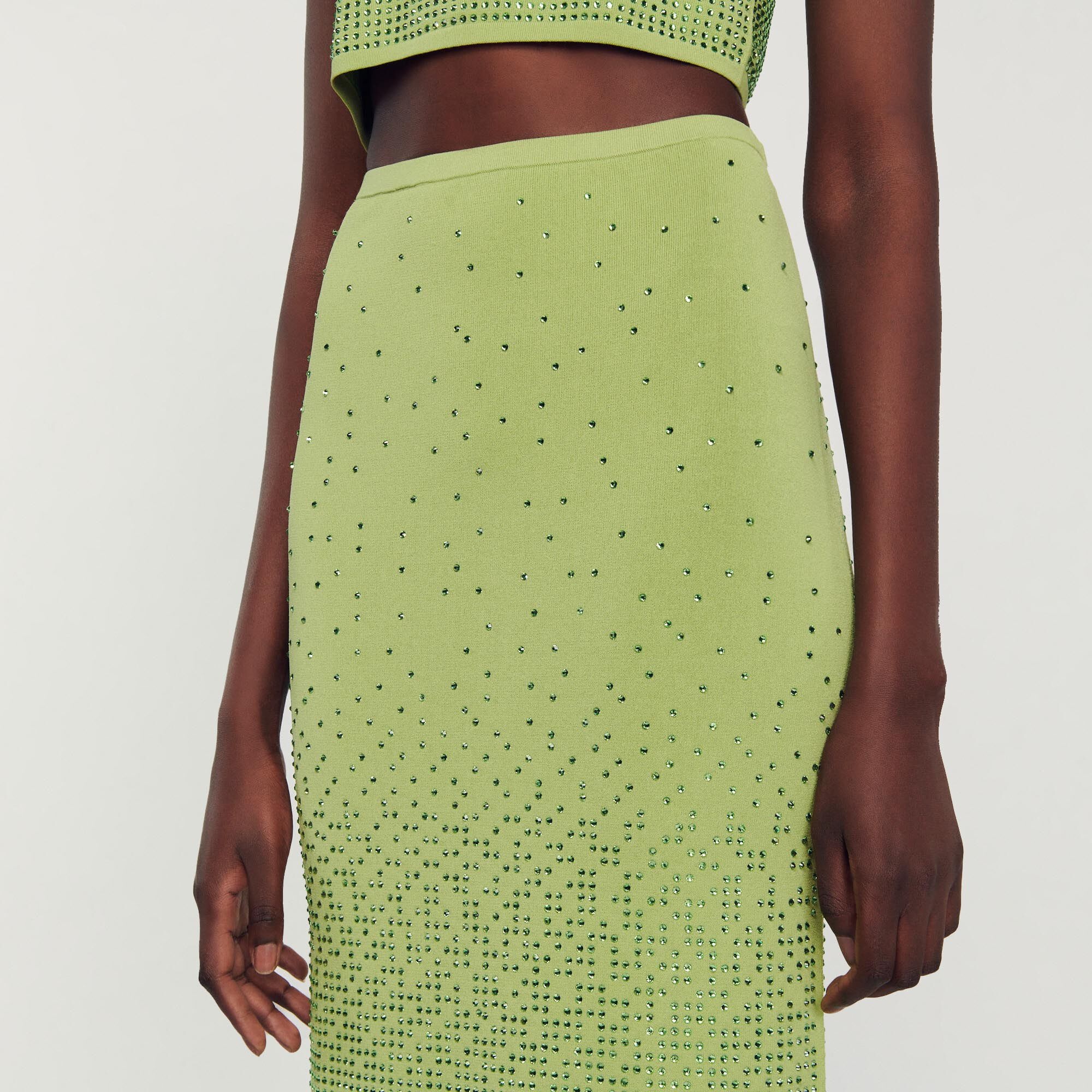 RHINESTONE-EMBELLISHED MIDI SKIRT - 4