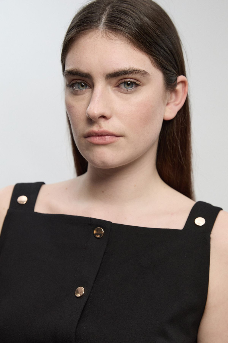 KAREN MILLEN Ponte Button Front Pleated Mini Dress outlook