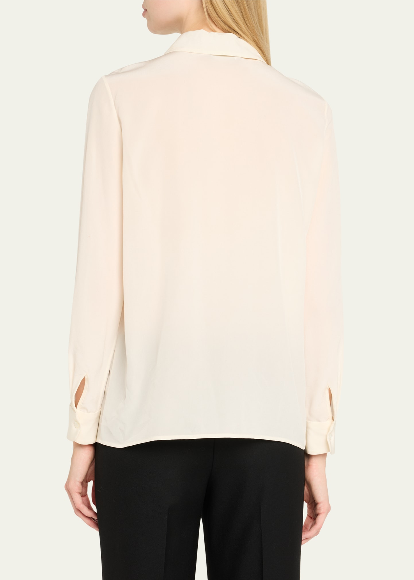 Hanford Neck-Bow Silk Button-Down Shirt - 3