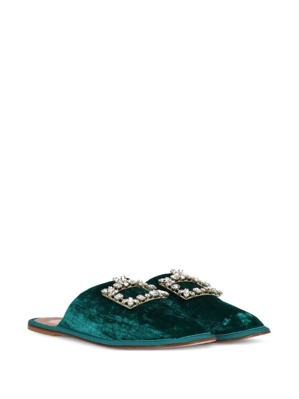 crystal-embellished velvet mules - 2