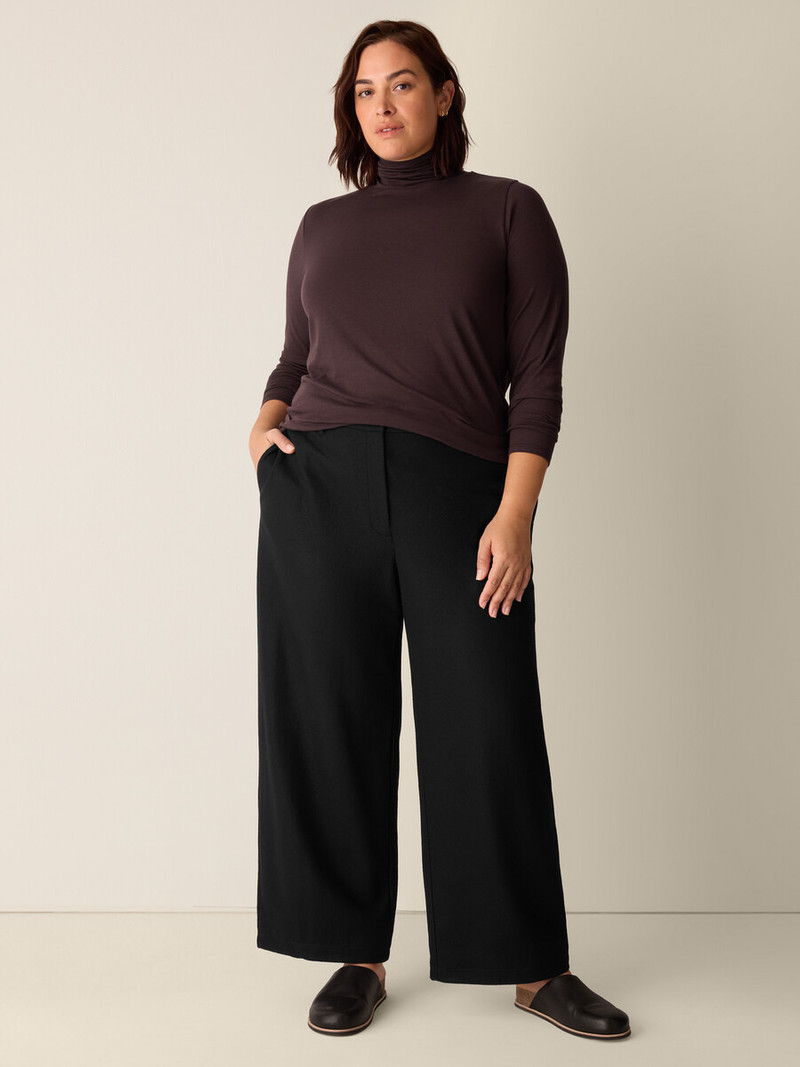 Sheer Cotton Blend Knit Turtleneck Top 6