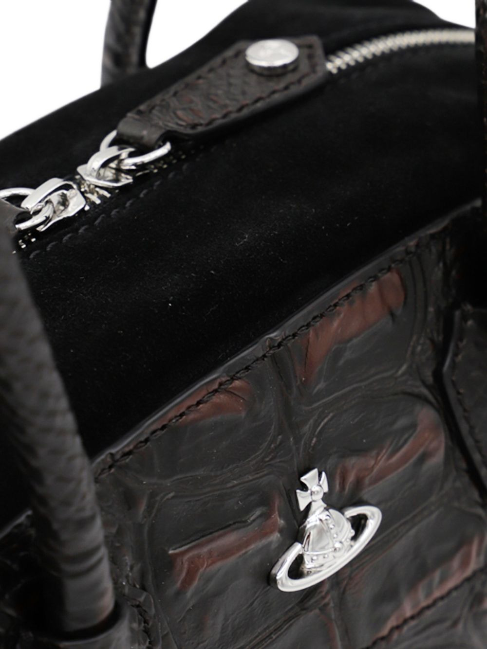 crocodile-embossed shoulder bag - 3