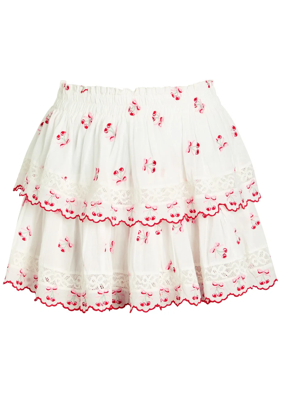 Loveshackfancy Embroidered Cotton Mini Skirt - 1