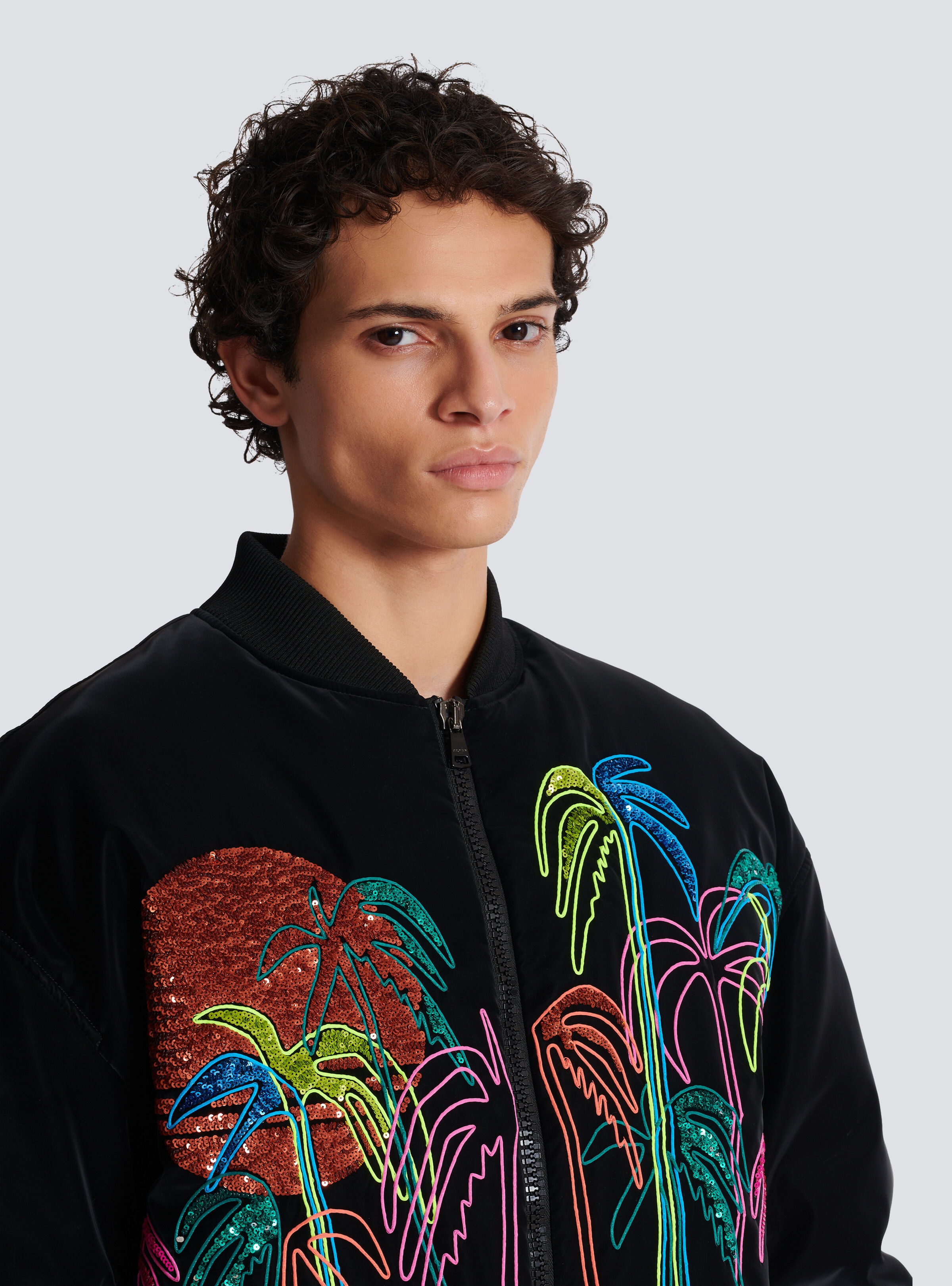 Bomber jacket with palm tree embroidery - 7