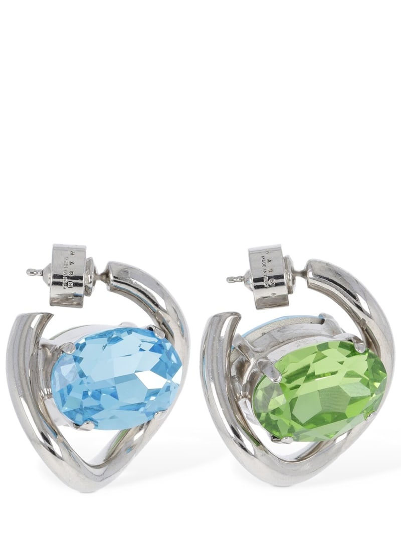 Crystal stone hoop earrings - 5
