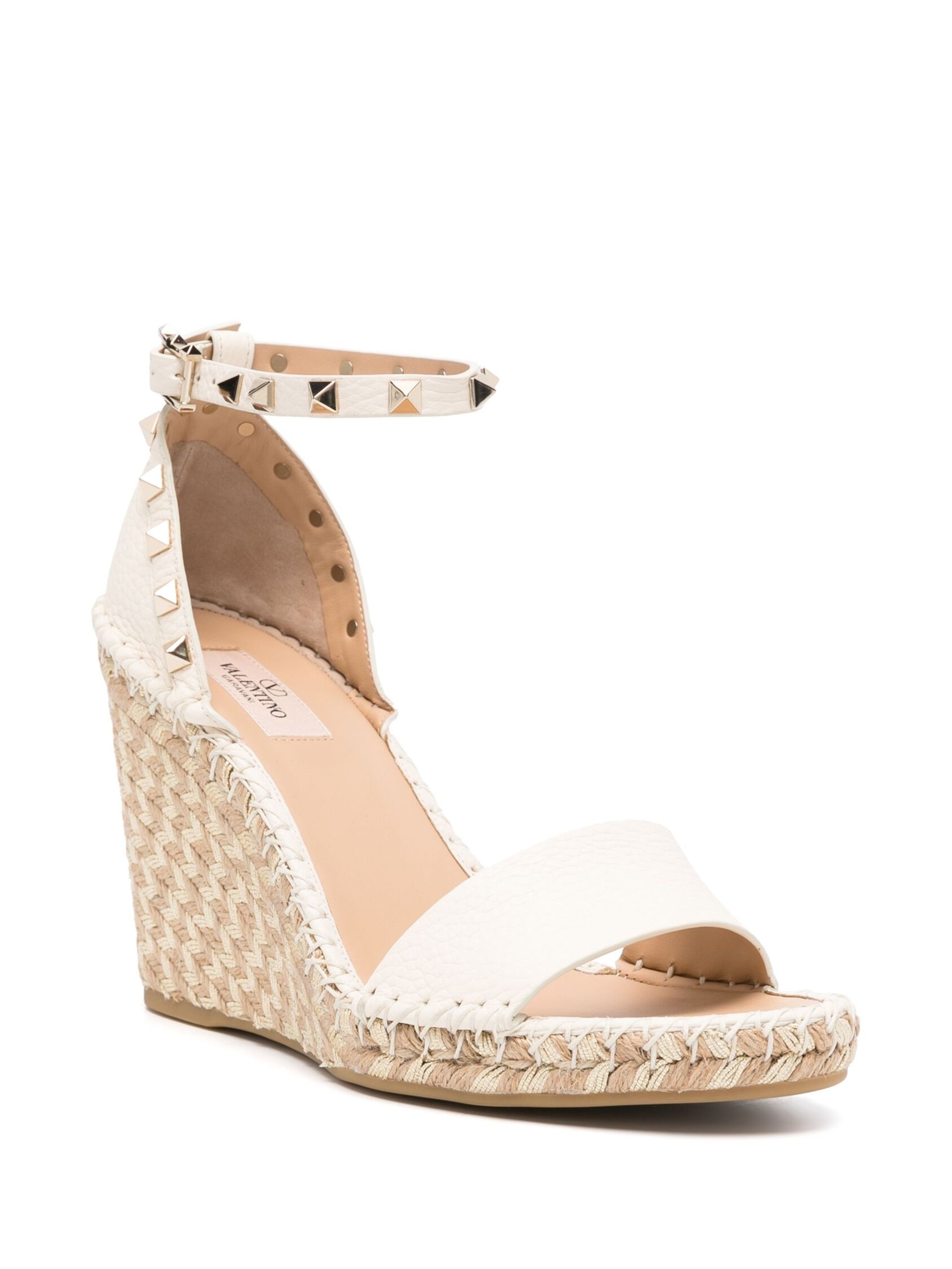 Valentino Neutral Rockstud 105 Espadrille Wedges REVERSIBLE